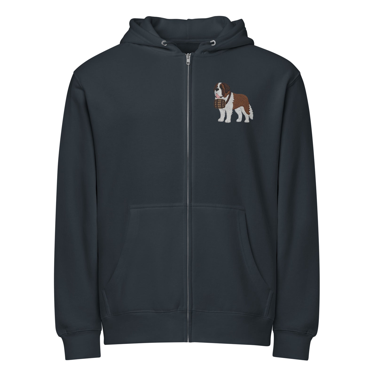 Embroidered Chest Saint Bernard Full Zip Hoodie