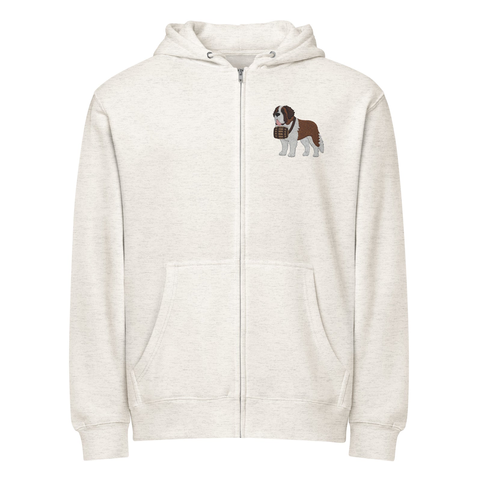 Embroidered Chest Saint Bernard Full Zip Hoodie