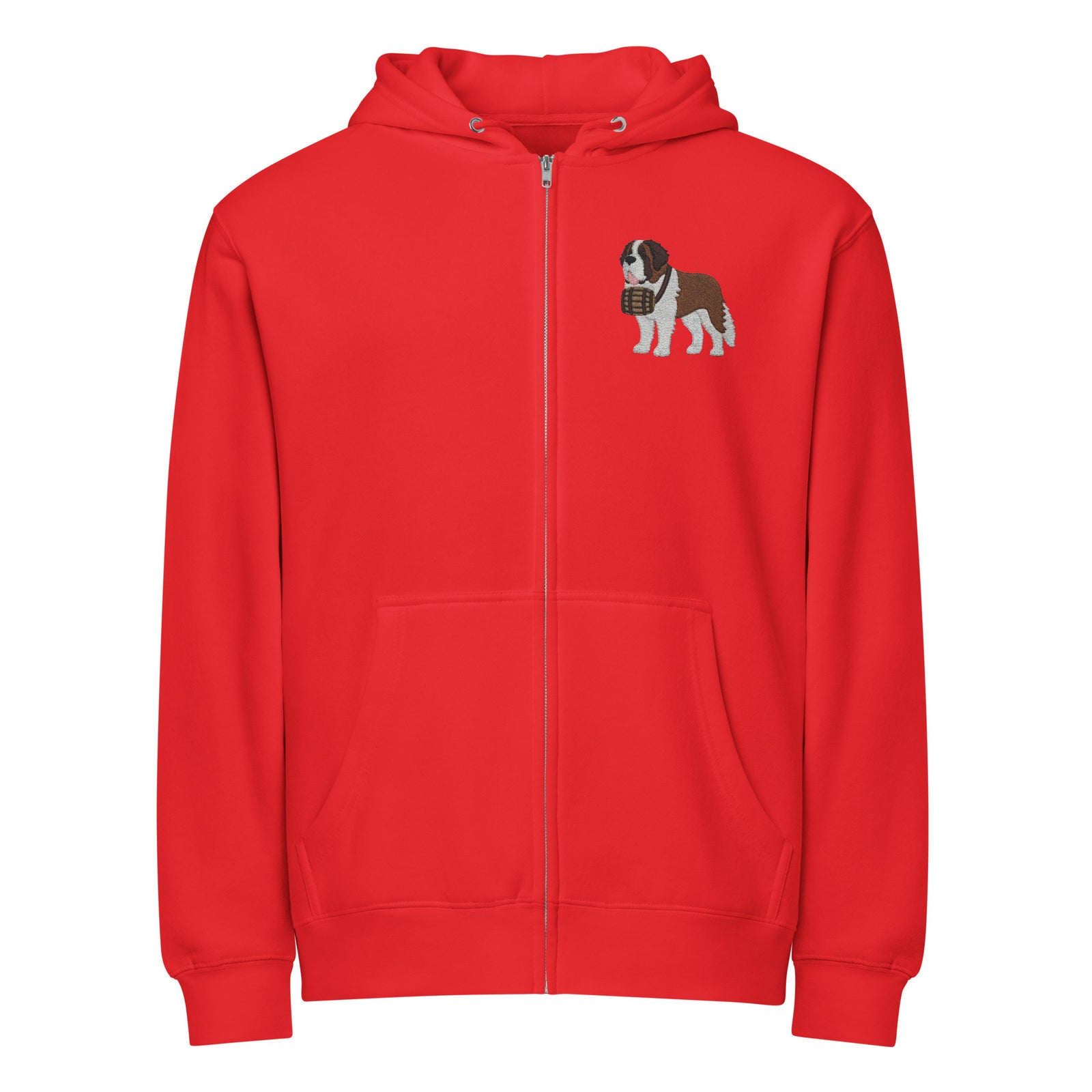 Embroidered Chest Saint Bernard Full Zip Hoodie