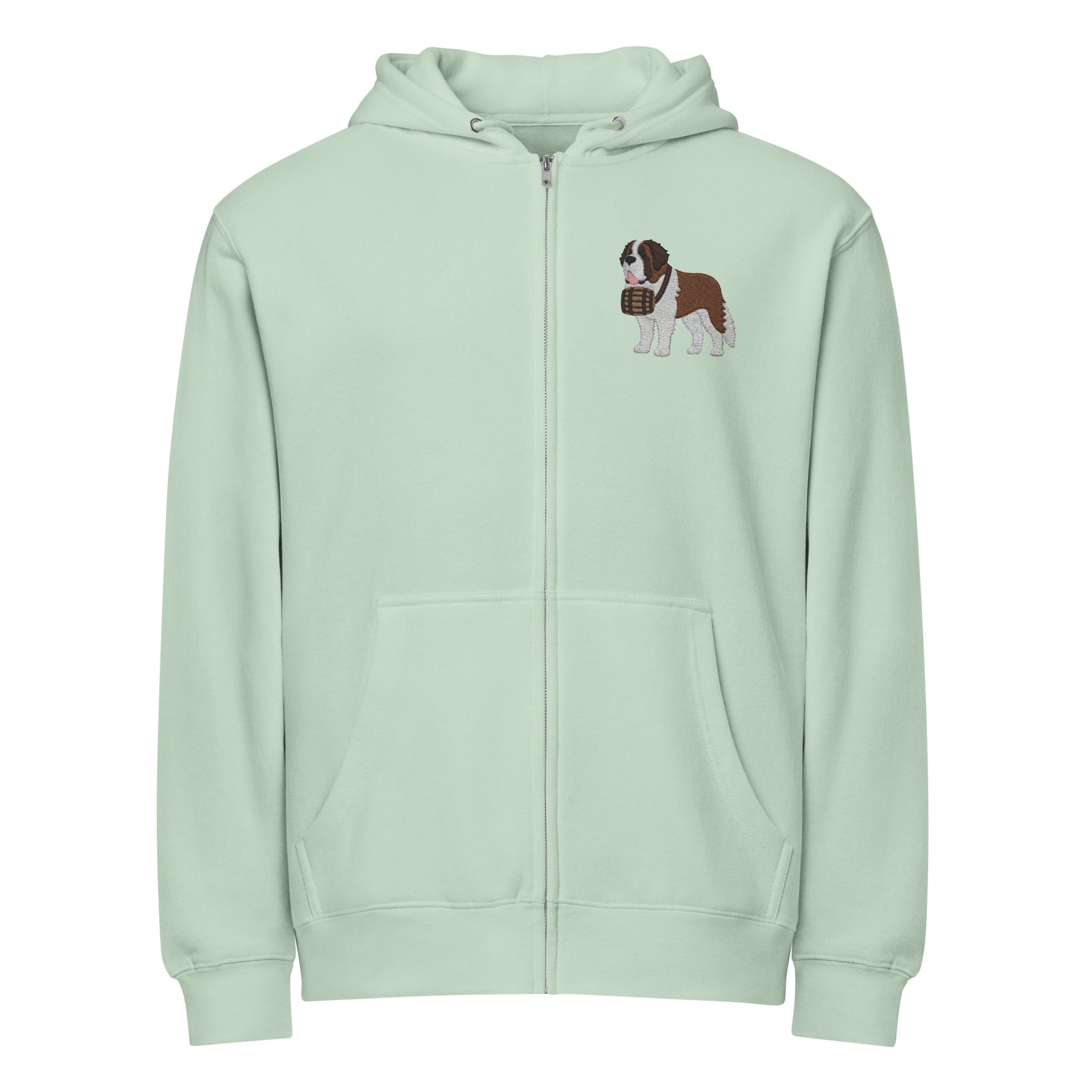 Embroidered Chest Saint Bernard Full Zip Hoodie