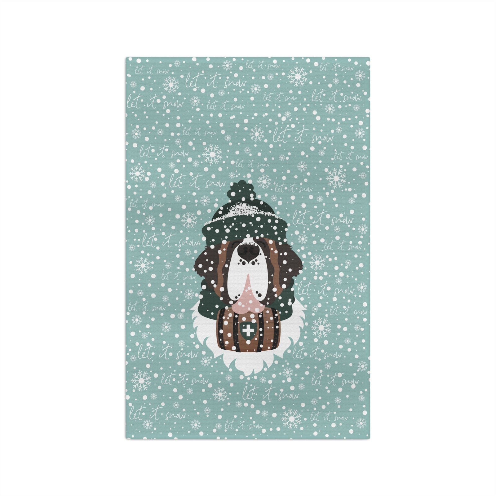 Let It Snow Saint Bernard Tea Towel