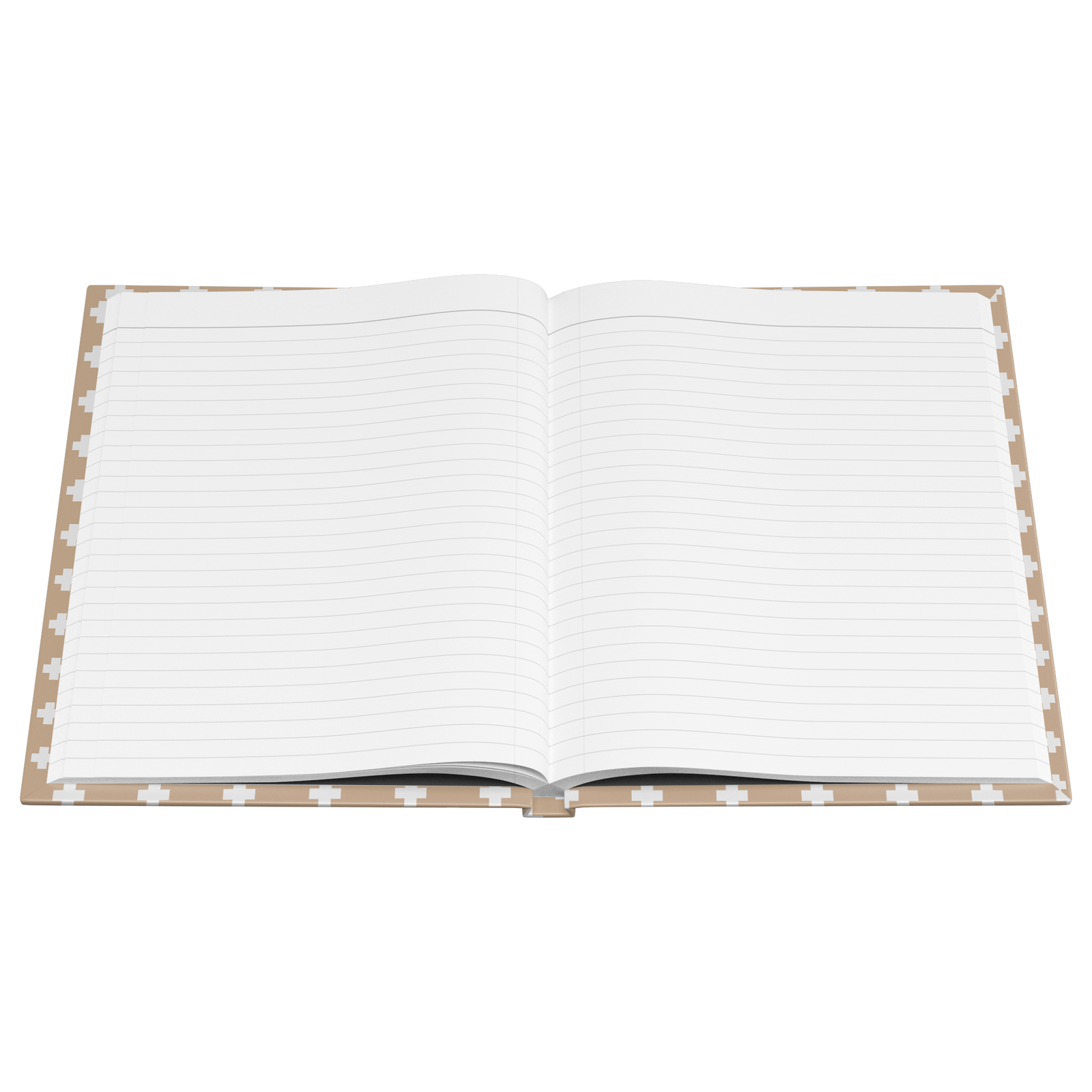 Swiss Cross Gold Saint Bernard hardcover lined journal with a warm gold cover featuring a Saint Bernard and rescue barrel among white Swiss crosses.
