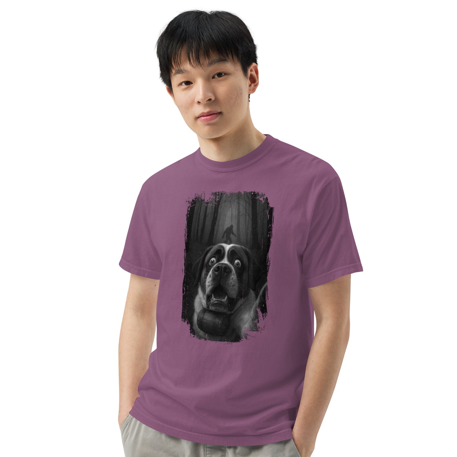 Scary Sasquatch St Bernard Selfie T-Shirt - Lucy + Norman
