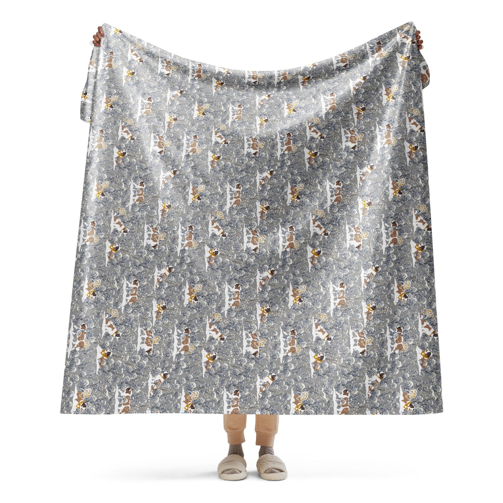 Snowflowers Saint Bernard Sherpa Blanket - Lucy + Norman