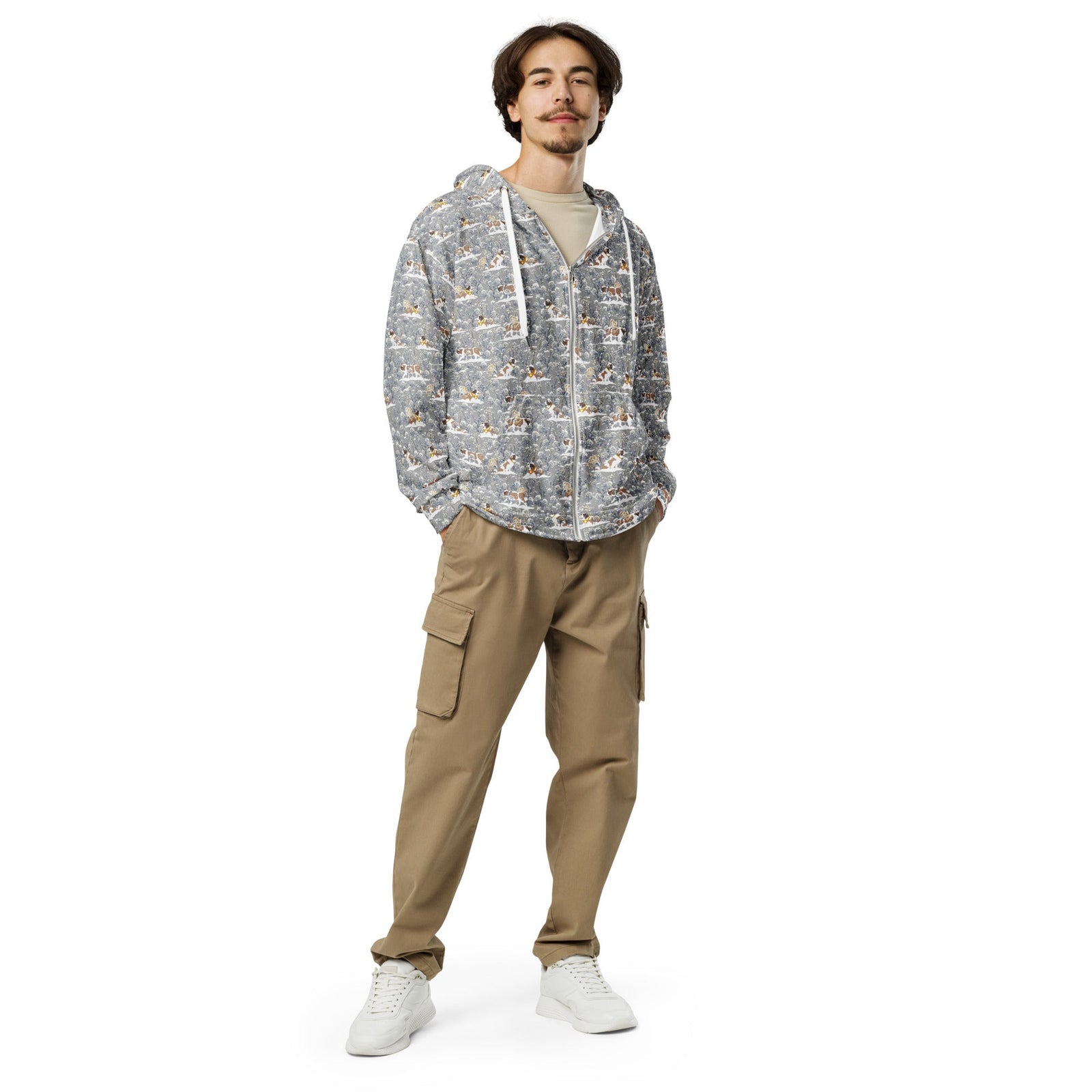 Snowflowers Saint Bernard Zip Hoodie - Lucy + Norman