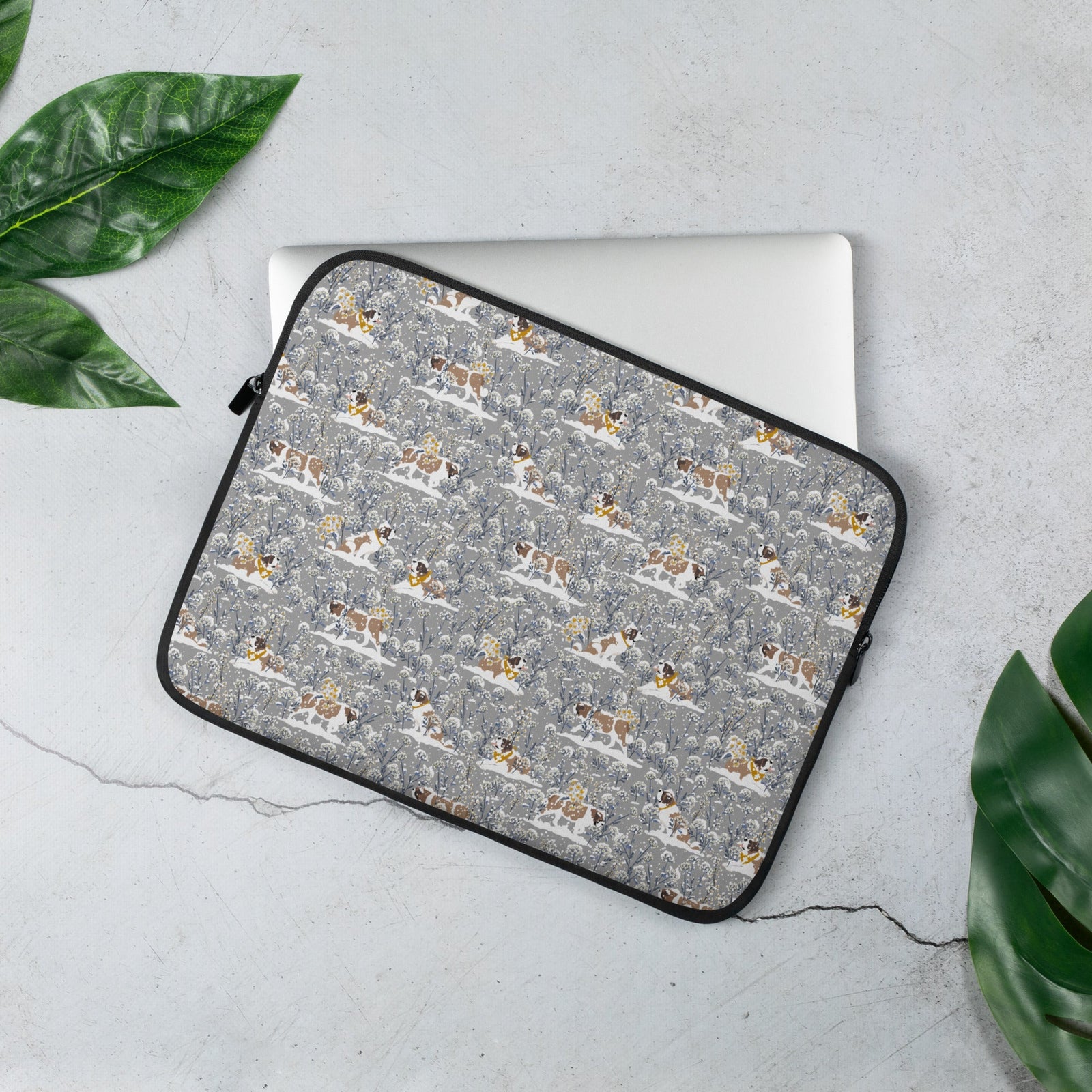 Snowflowers St Bernard Laptop Sleeve - Lucy + Norman