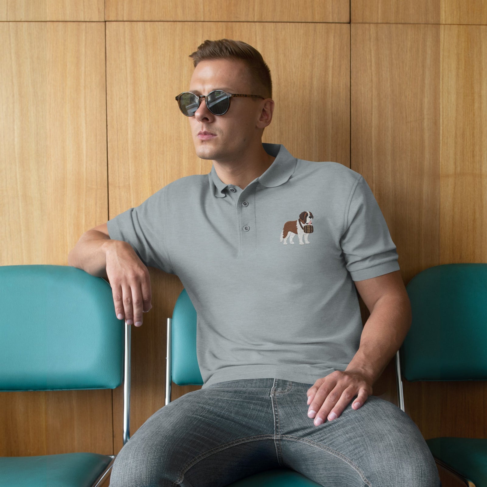 St Bernard Embroidered Men's Premium Polo - Lucy + Norman