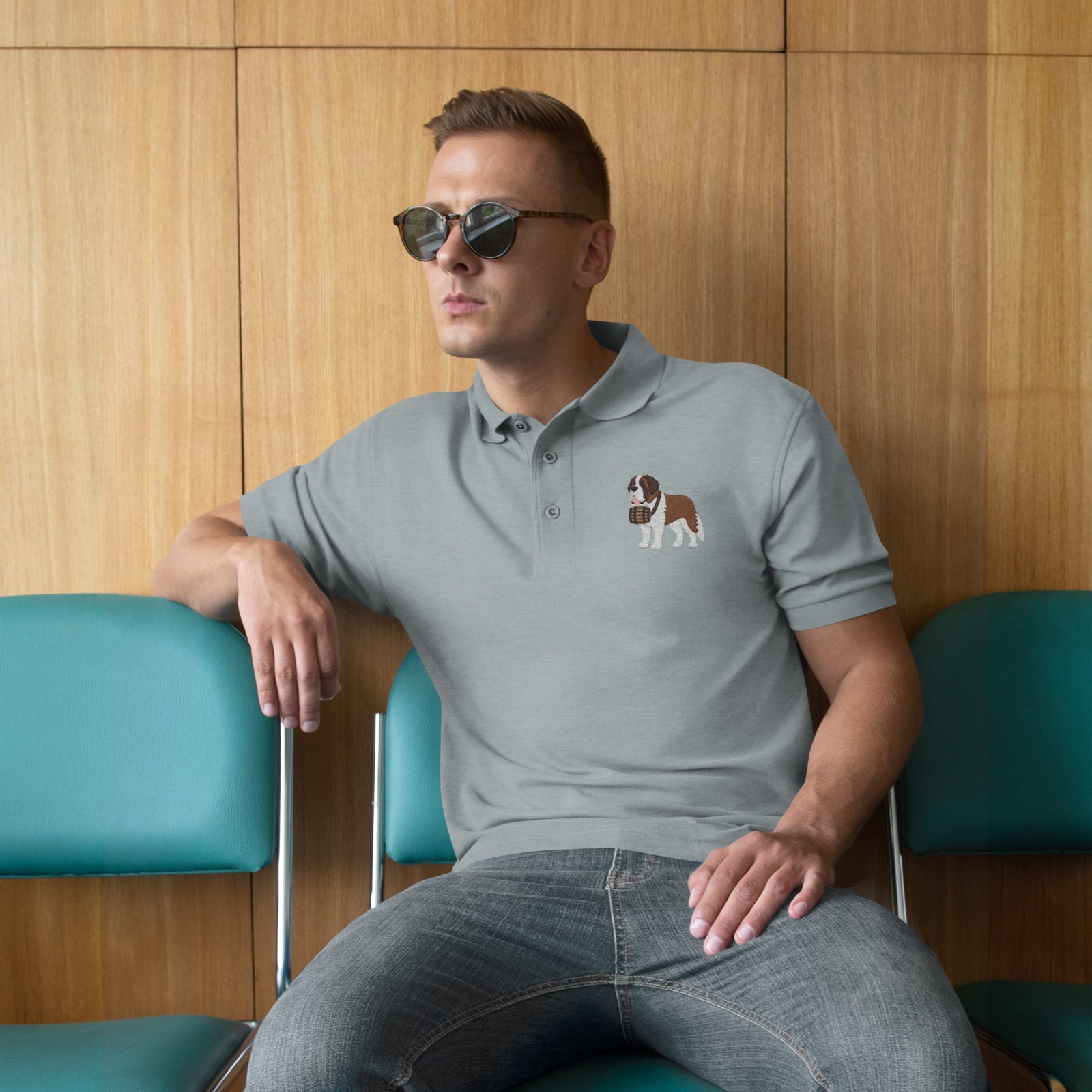St Bernard Embroidered Men's Premium Polo - Lucy + Norman