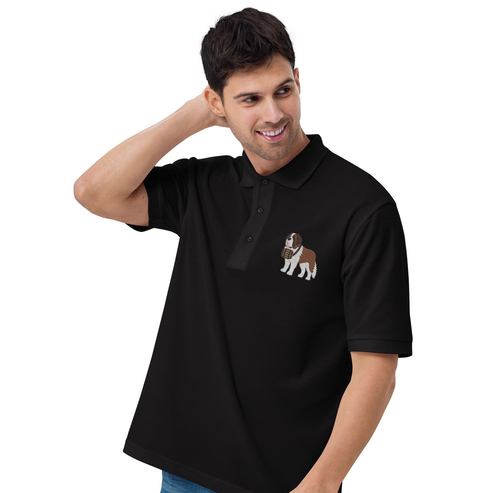 St Bernard Embroidered Men's Premium Polo - Lucy + Norman