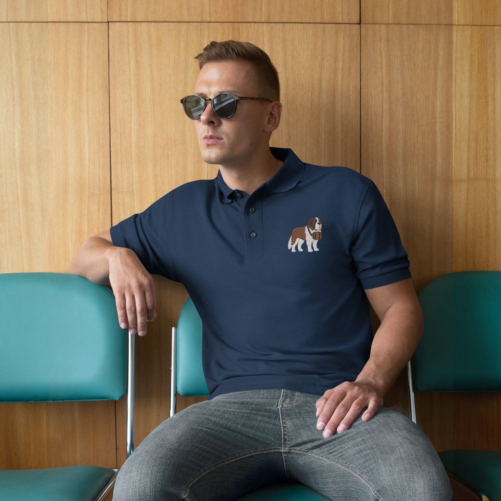 St Bernard Embroidered Men's Premium Polo - Lucy + Norman