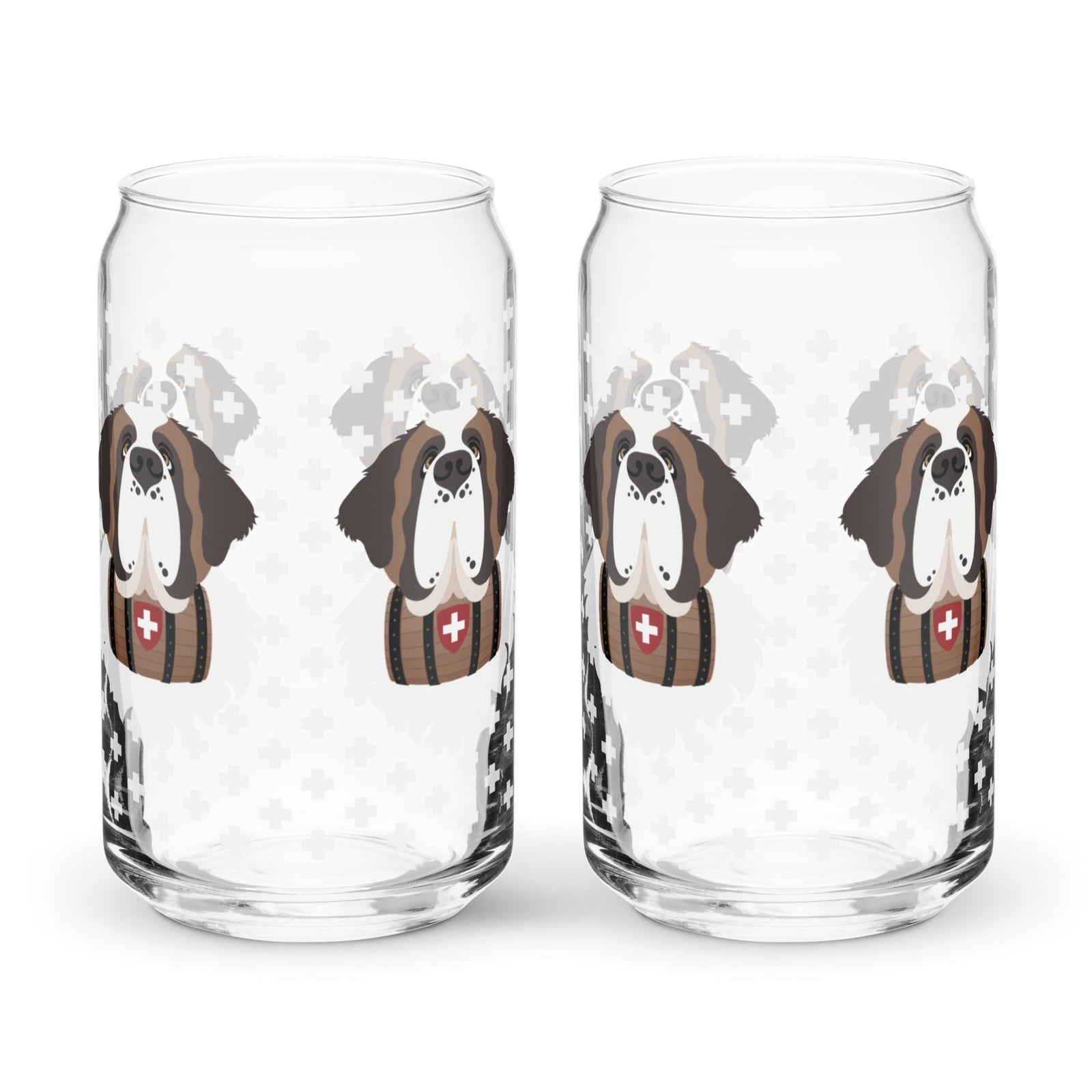 Swiss Cross Saint Bernard Can Glass - Lucy + Norman