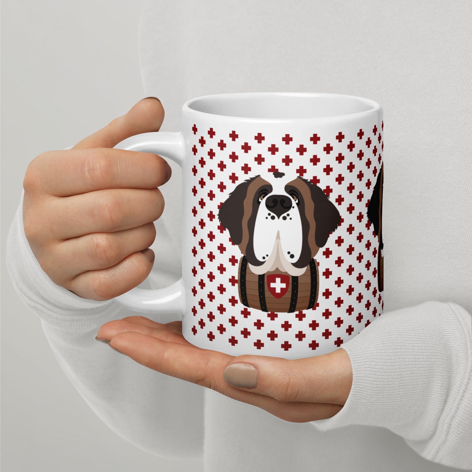 Swiss Cross St Bernard White Mug - Lucy + Norman