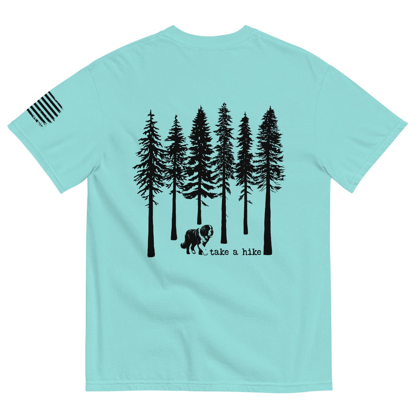 Take a Hike Redwoods w USA Flag Comfort Colors Heavyweight T - Shirt - Light Colors - Lucy + Norman