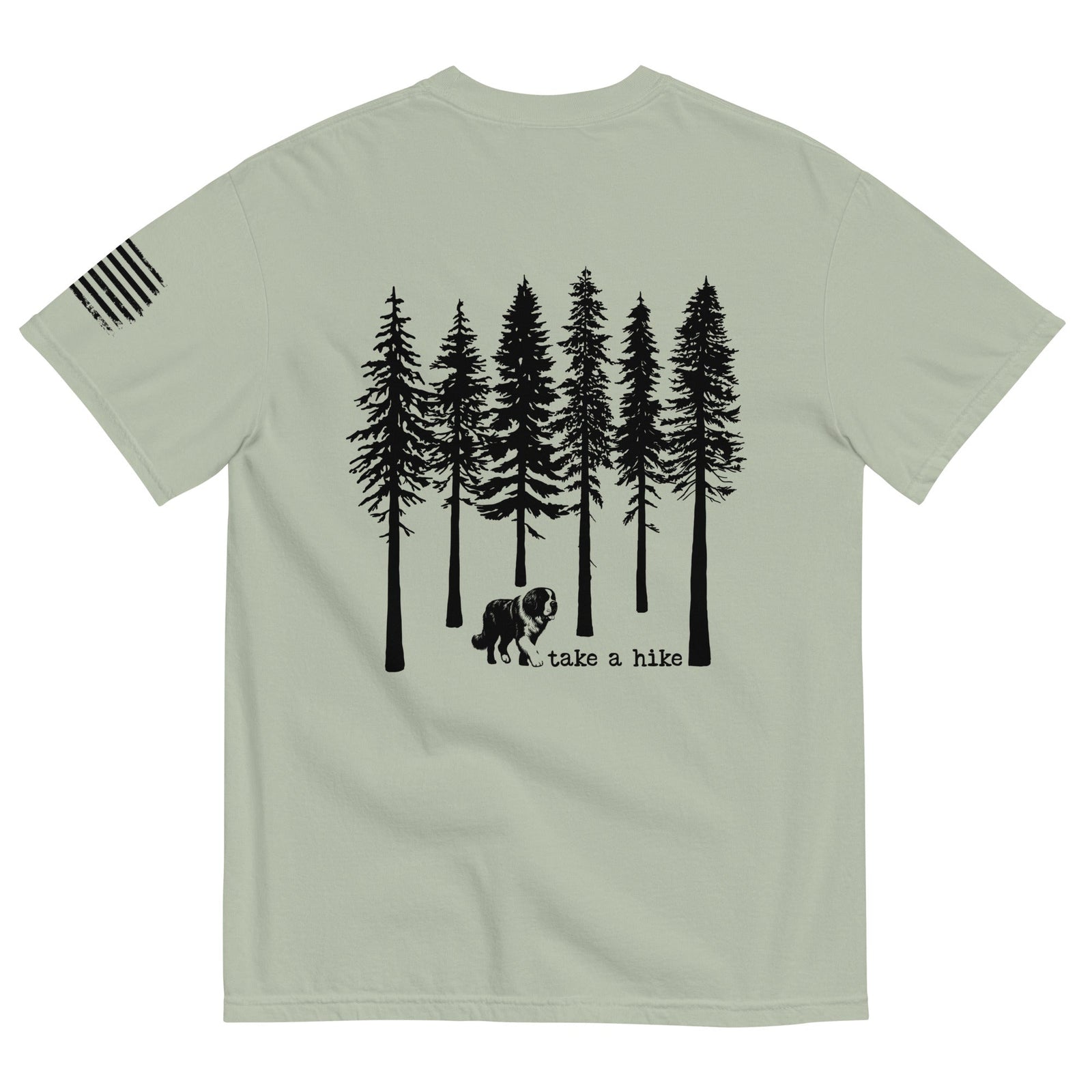 Take a Hike Redwoods w USA Flag Comfort Colors Heavyweight T - Shirt - Light Colors - Lucy + Norman