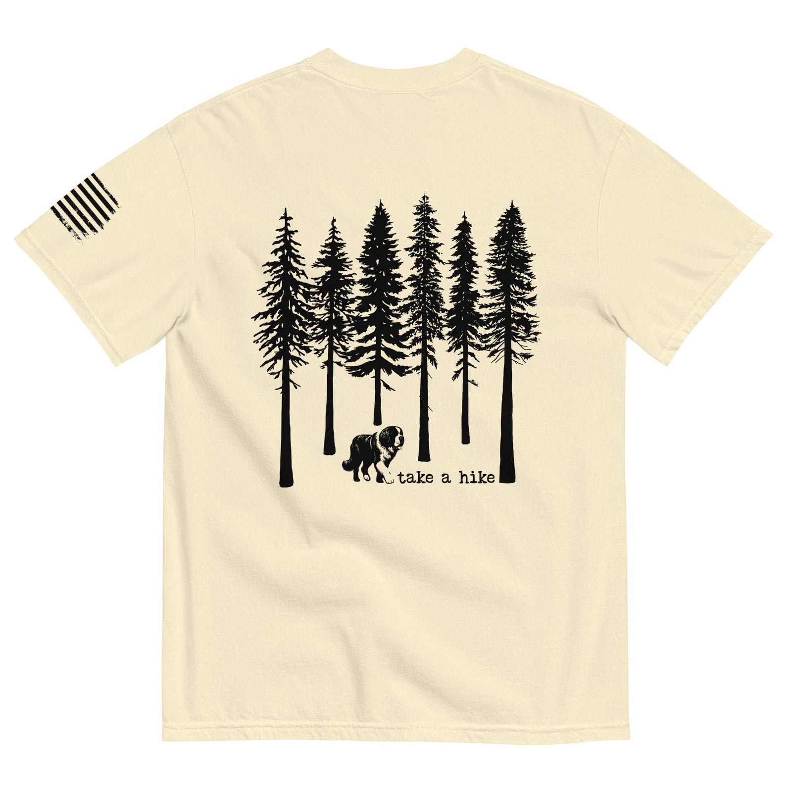 Take a Hike Redwoods w USA Flag Comfort Colors Heavyweight T - Shirt - Light Colors - Lucy + Norman
