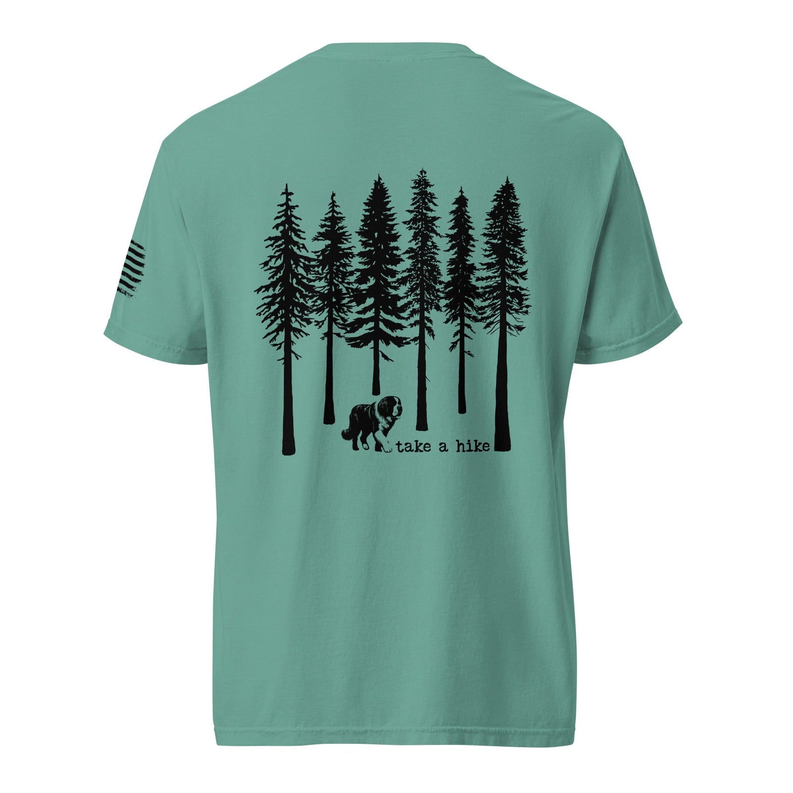 Take a Hike Redwoods w USA Flag Comfort Colors Heavyweight T - Shirt - Light Colors - Lucy + Norman