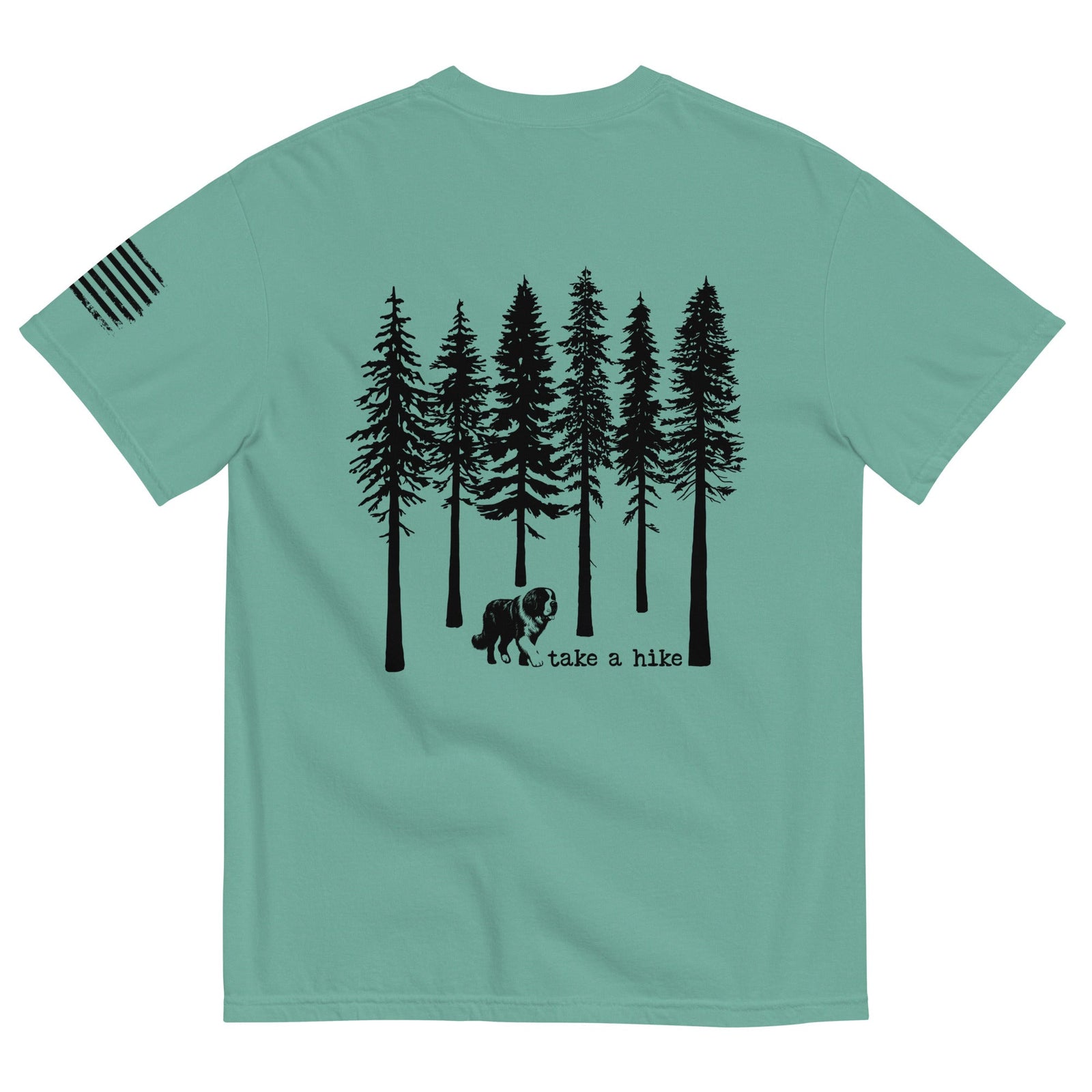 Take a Hike Redwoods w USA Flag Comfort Colors Heavyweight T - Shirt - Light Colors - Lucy + Norman