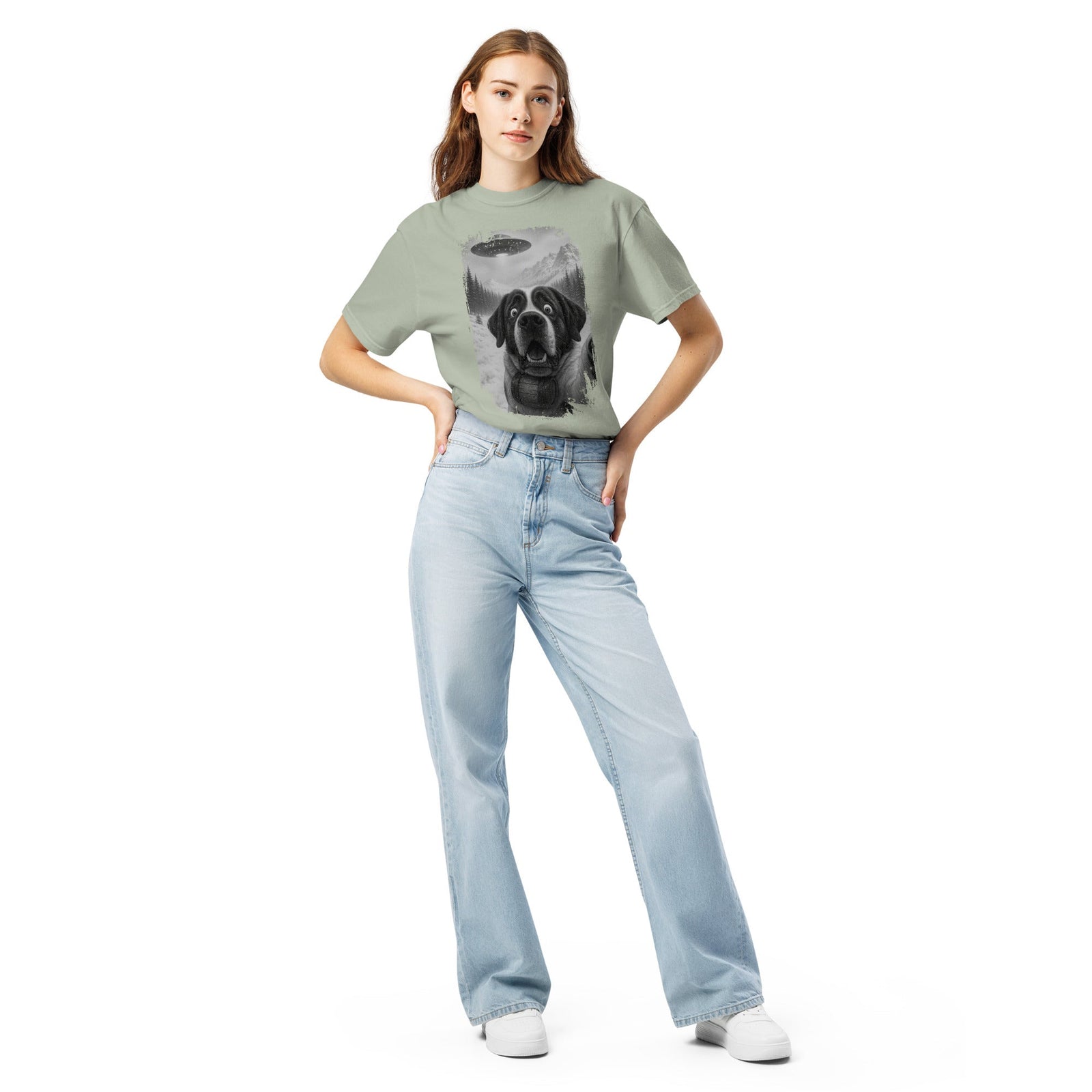 UFO Mountain Saint Bernard Selfie T-Shirt - Lucy + Norman