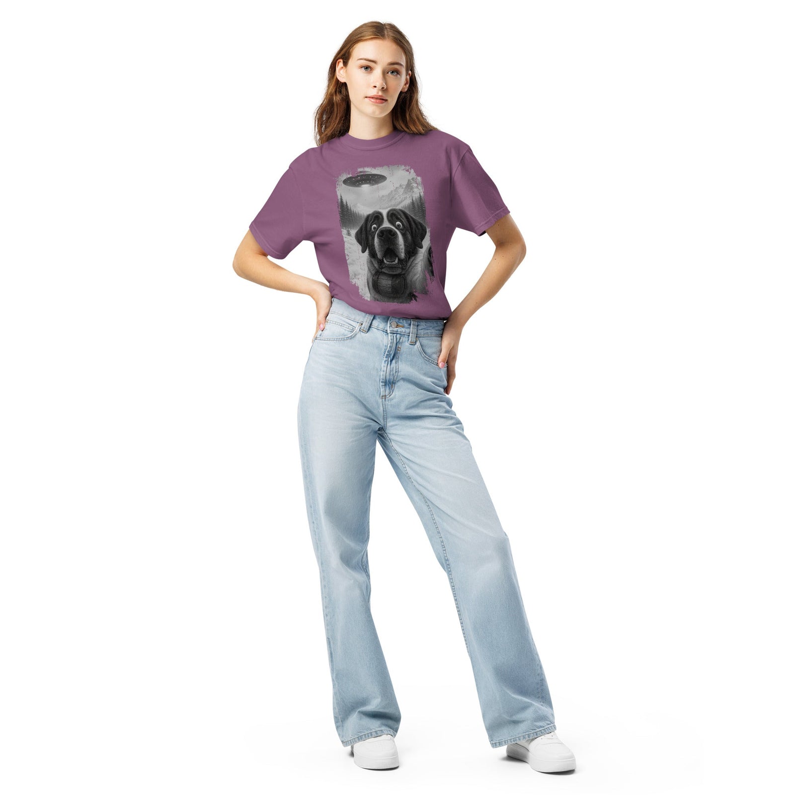 UFO Mountain Saint Bernard Selfie T-Shirt - Lucy + Norman