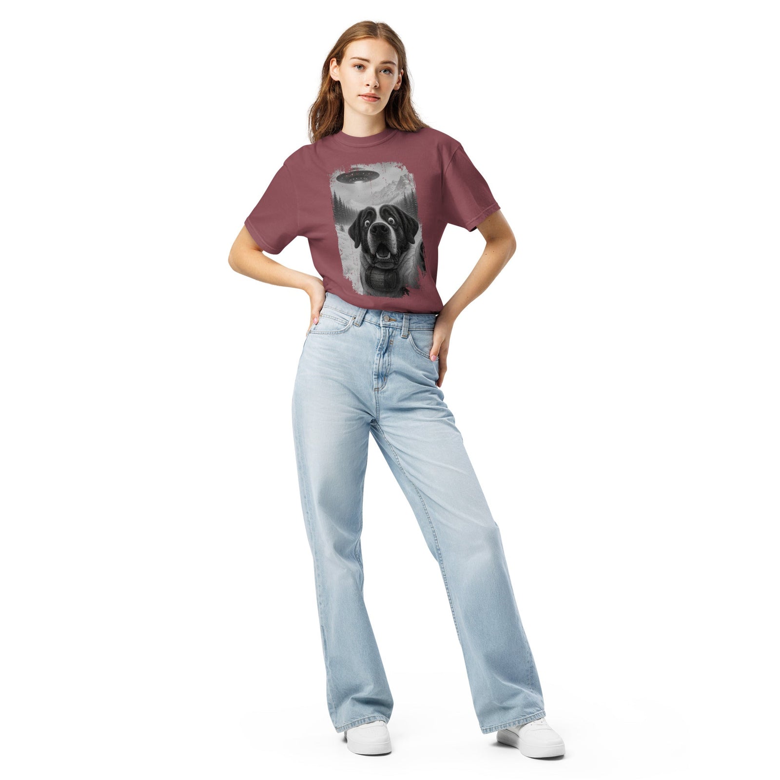 UFO Mountain Saint Bernard Selfie T-Shirt - Lucy + Norman