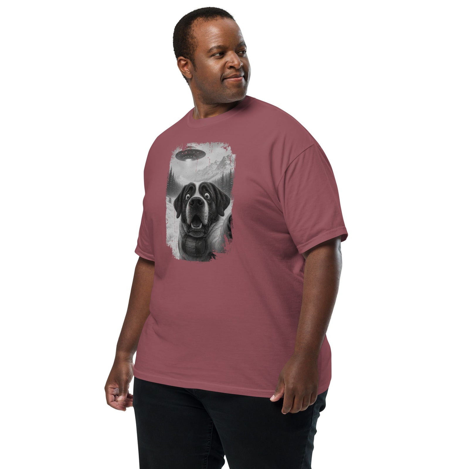 UFO Mountain Saint Bernard Selfie T-Shirt - Lucy + Norman