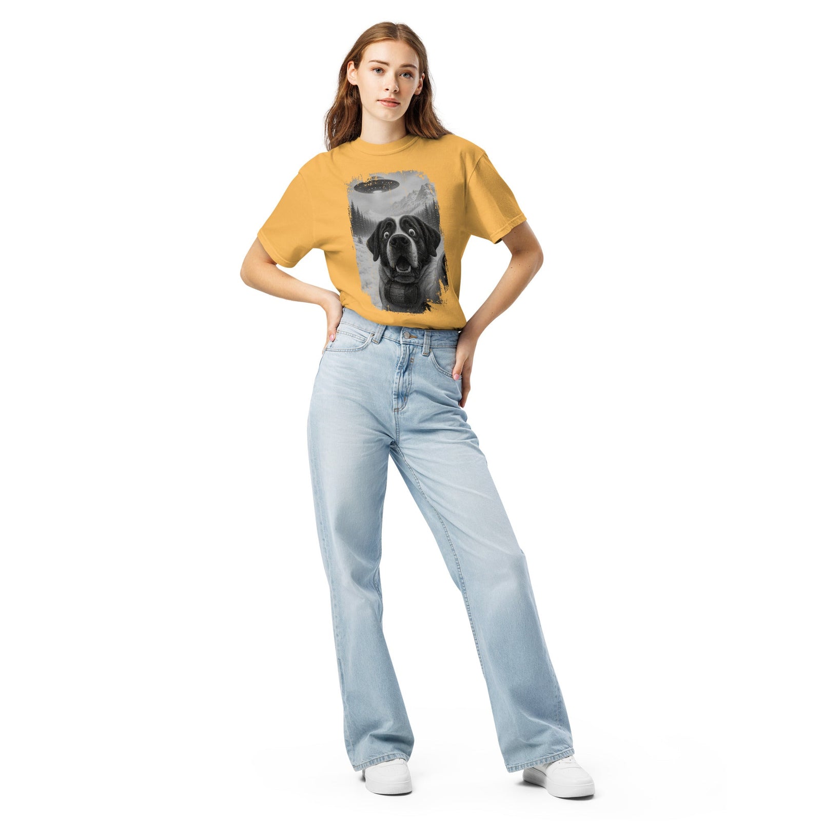UFO Mountain Saint Bernard Selfie T-Shirt - Lucy + Norman