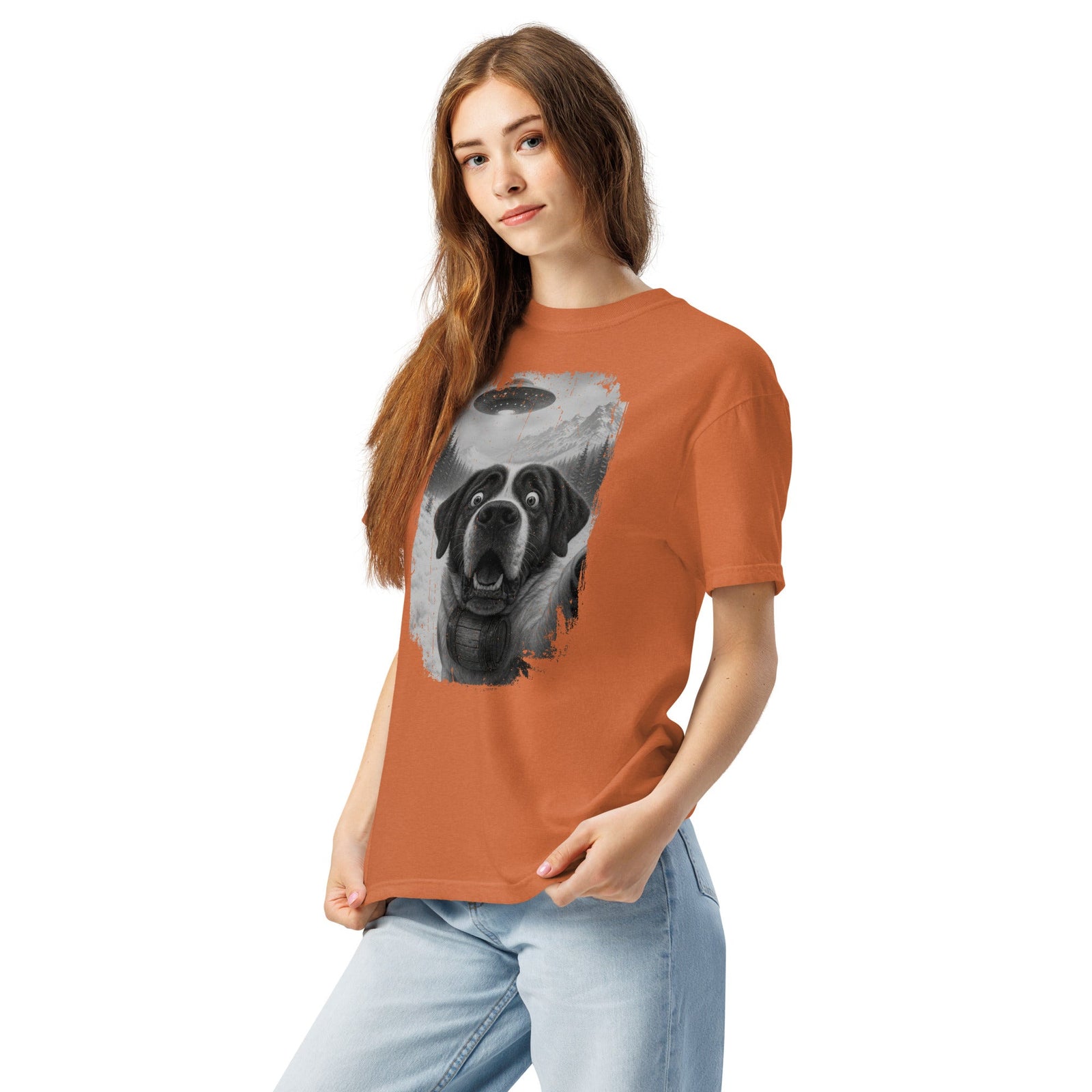 UFO Mountain Saint Bernard Selfie T-Shirt - Lucy + Norman