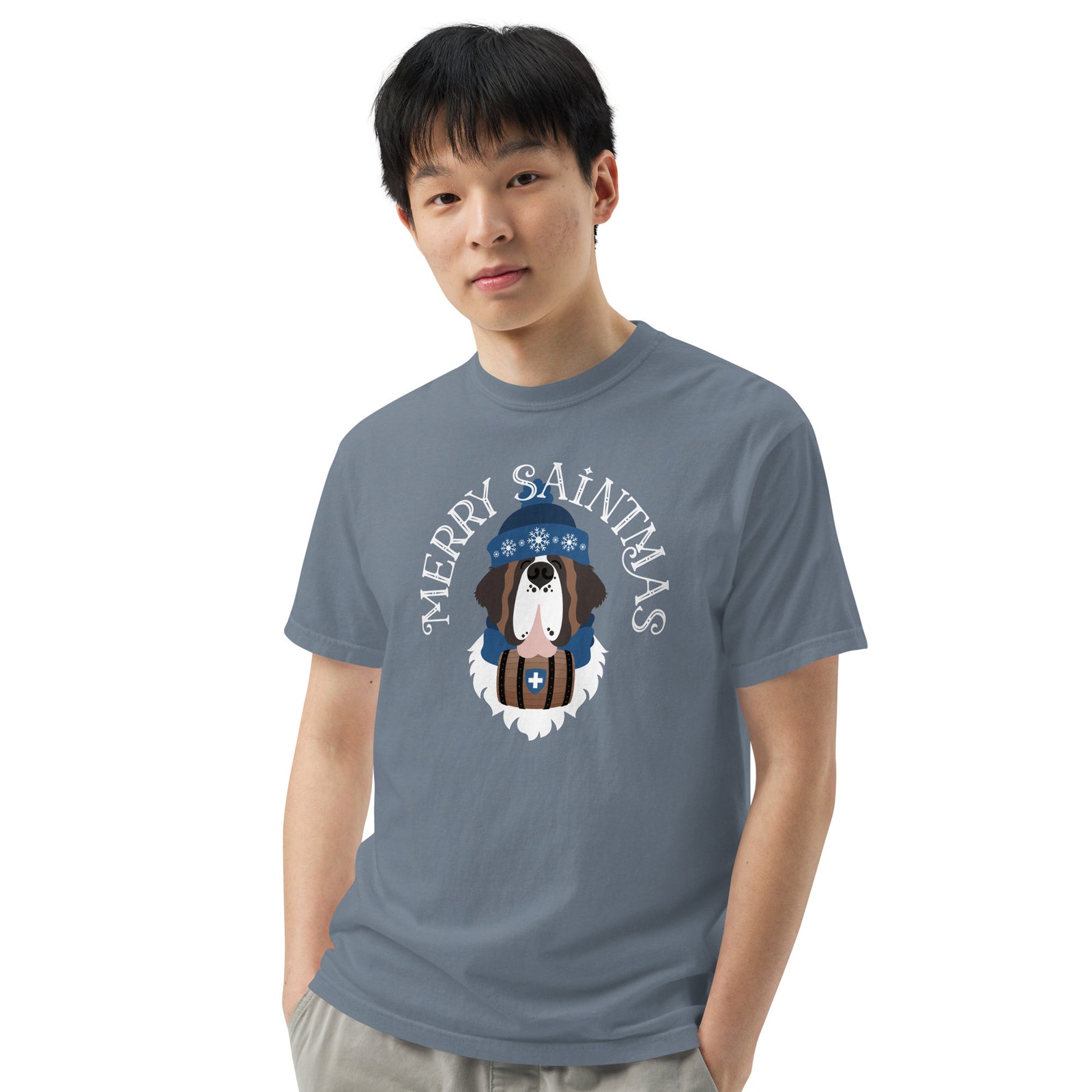Merry Saintmas Blue Heavyweight Comfort Colors T-Shirt - Lucy + Norman