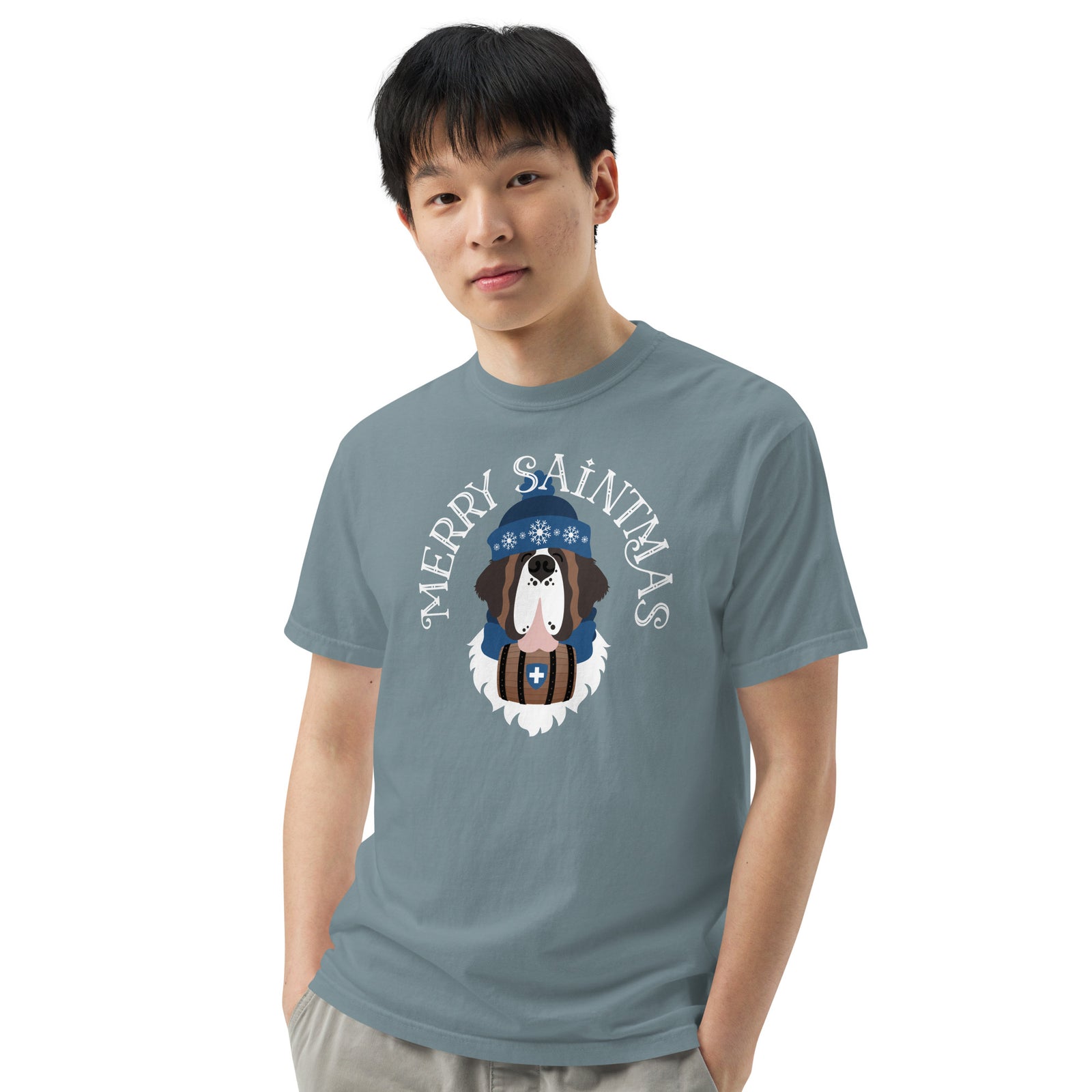 Merry Saintmas Blue Heavyweight Comfort Colors T-Shirt - Lucy + Norman