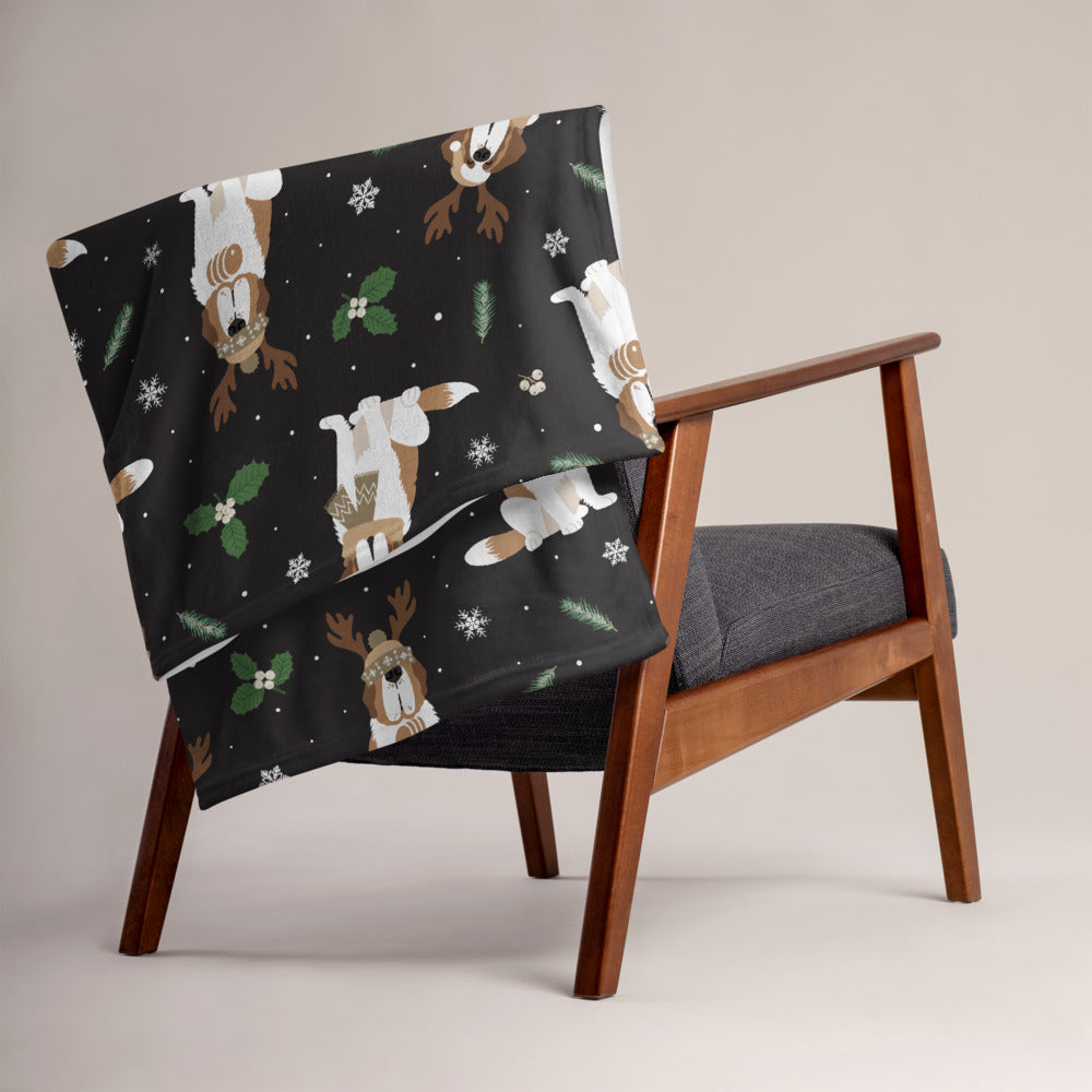 Christmas Winter St Bernard Throw Blanket - Lucy + Norman