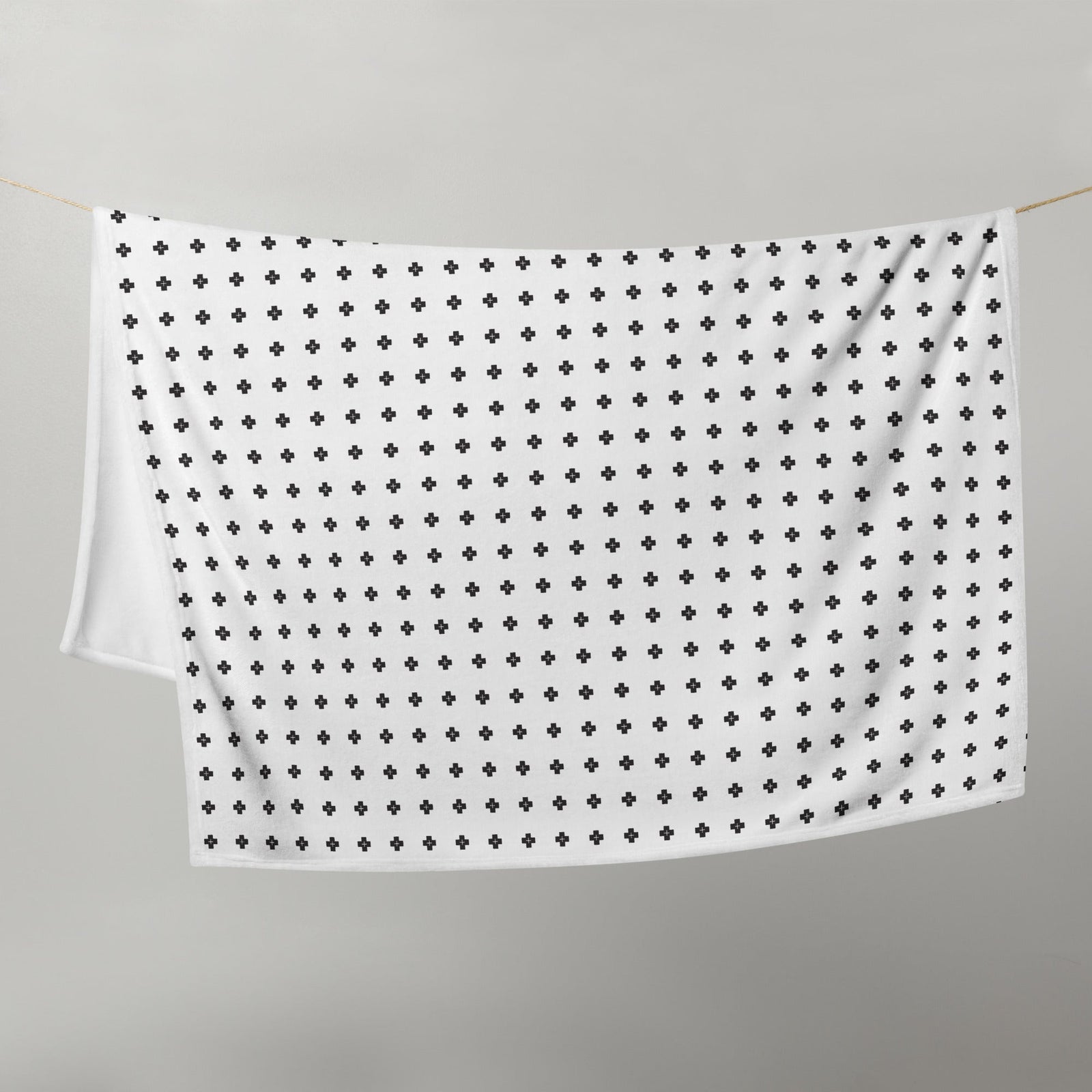 Cross Black and White Fleece Throw Blanket - Lucy + Norman