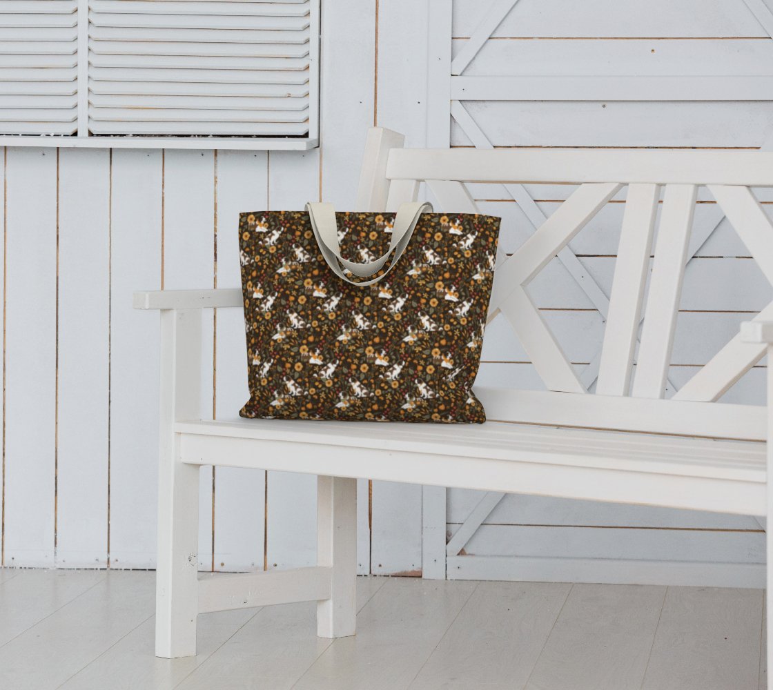 Fall Saint Bernard Large Market Tote Bag - Lucy + Norman