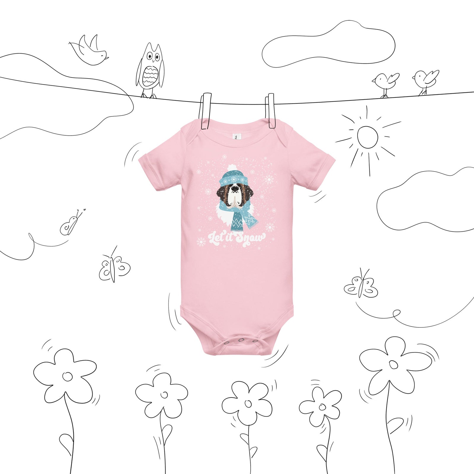Let It Snow Baby Short Sleeve One Piece - Lucy + Norman
