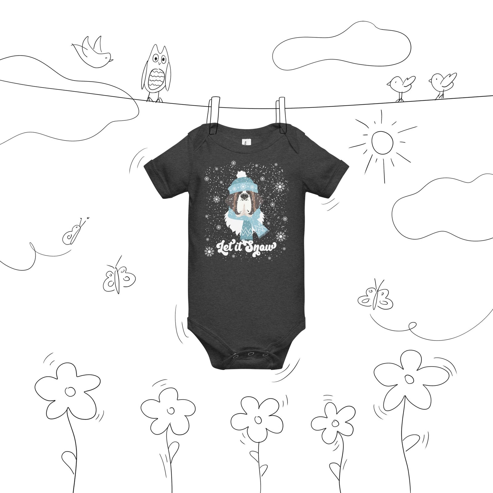 Let It Snow Baby Short Sleeve One Piece - Lucy + Norman