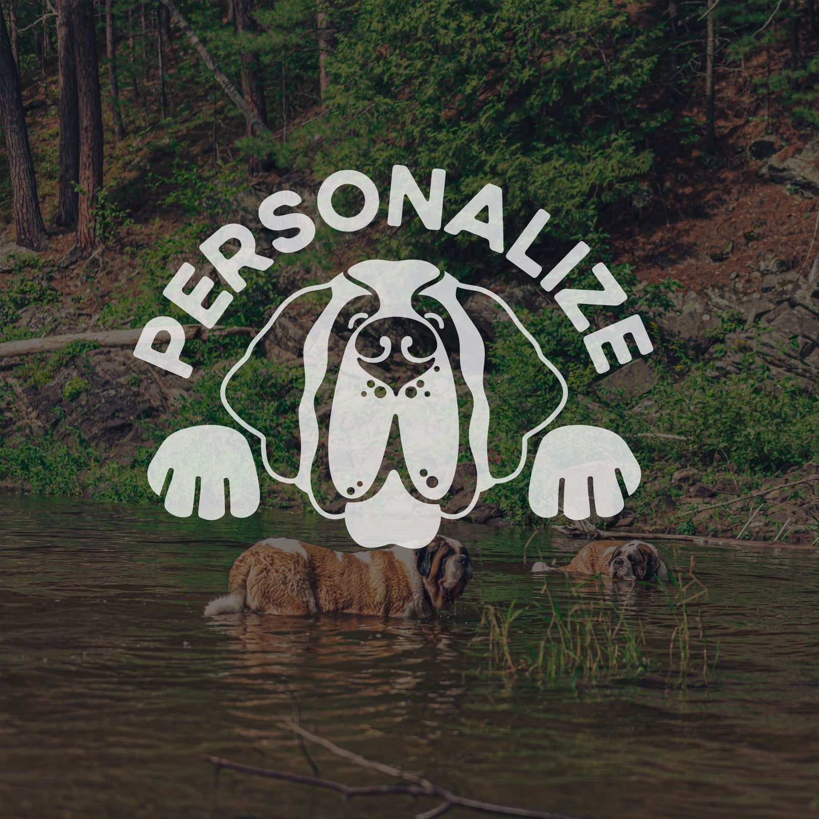 Personalized St Bernard Window Decal - Lucy + Norman