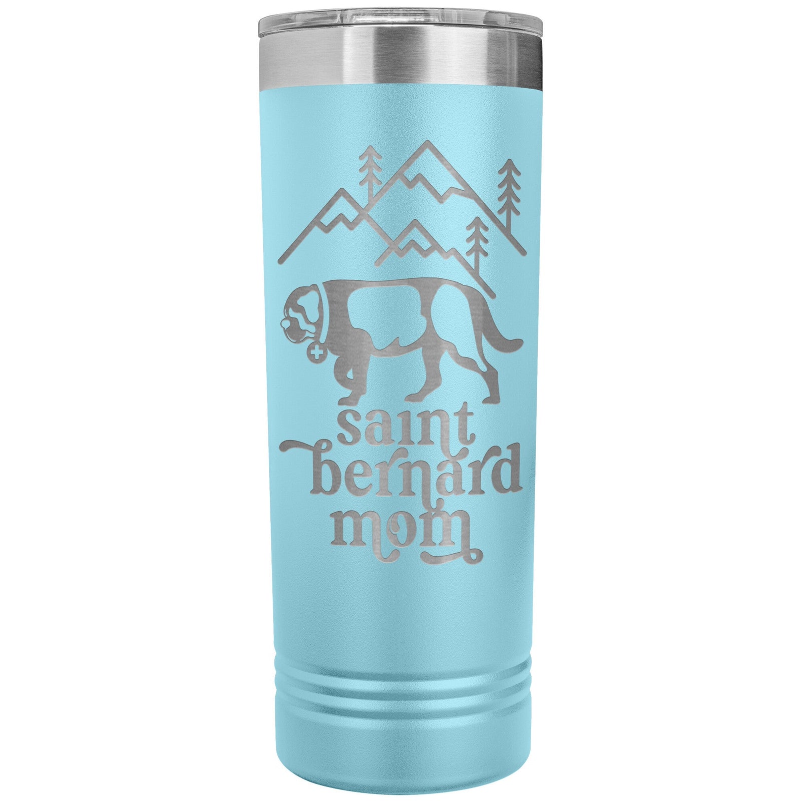 Saint Bernard Mom + Mountains Skinny Tumbler - Lucy + Norman