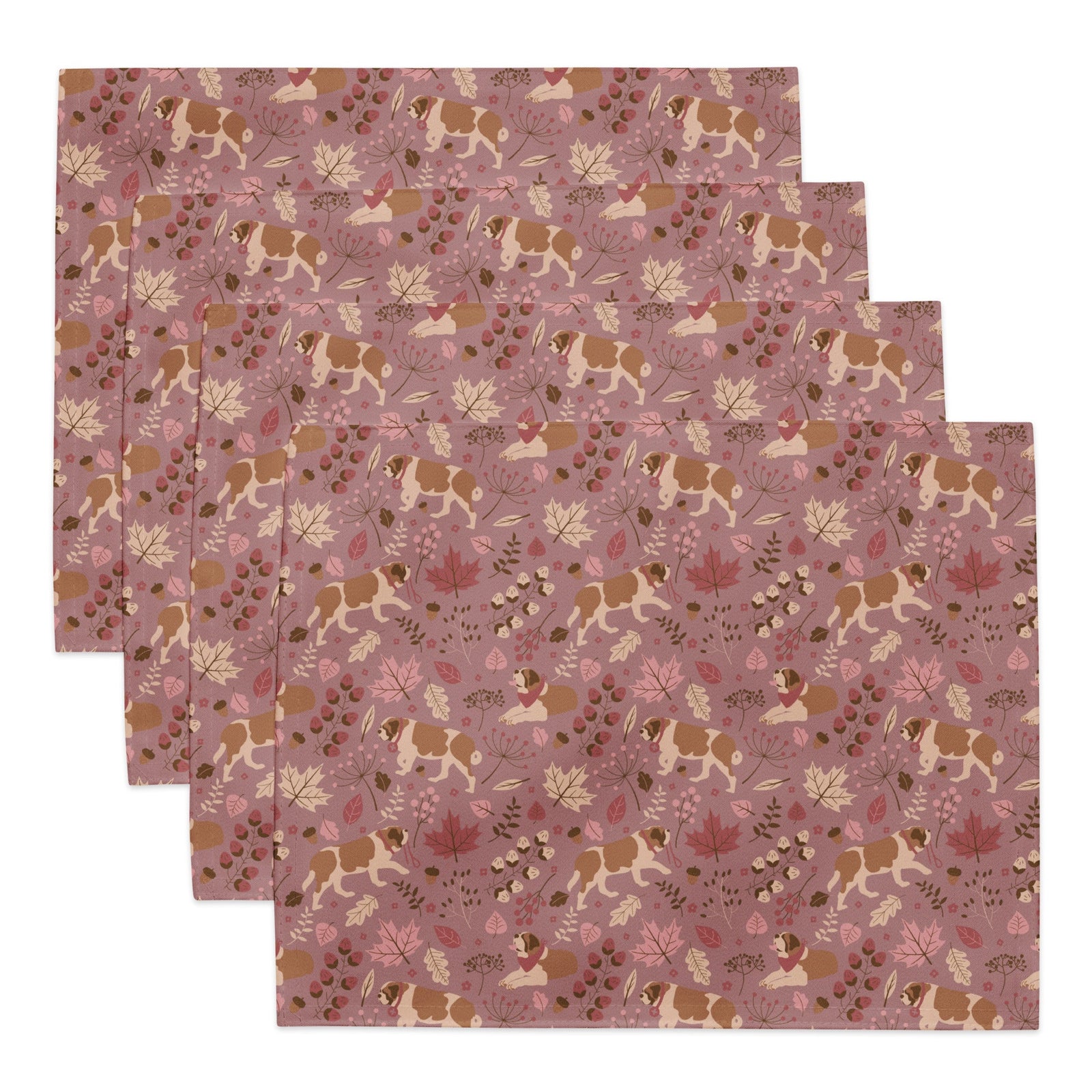 St Bernard Dog Rosy Fall Placemat Set - Lucy + Norman