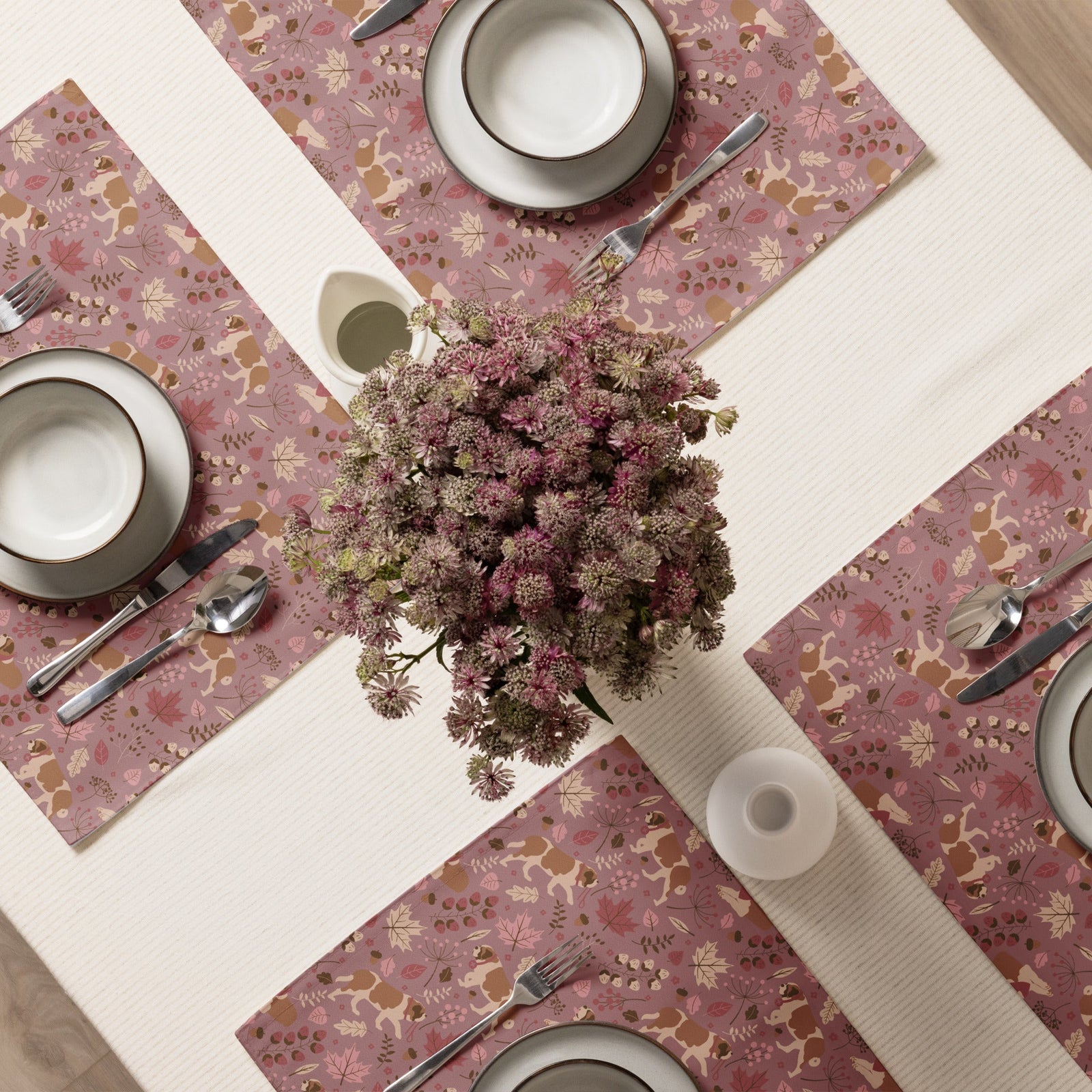 St Bernard Dog Rosy Fall Placemat Set - Lucy + Norman