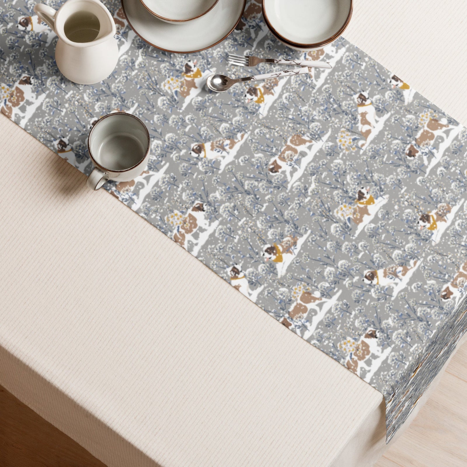 St Bernard Snowflower Table Runner - Lucy + Norman