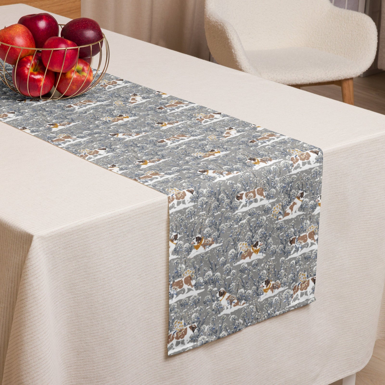 St Bernard Snowflower Table Runner - Lucy + Norman