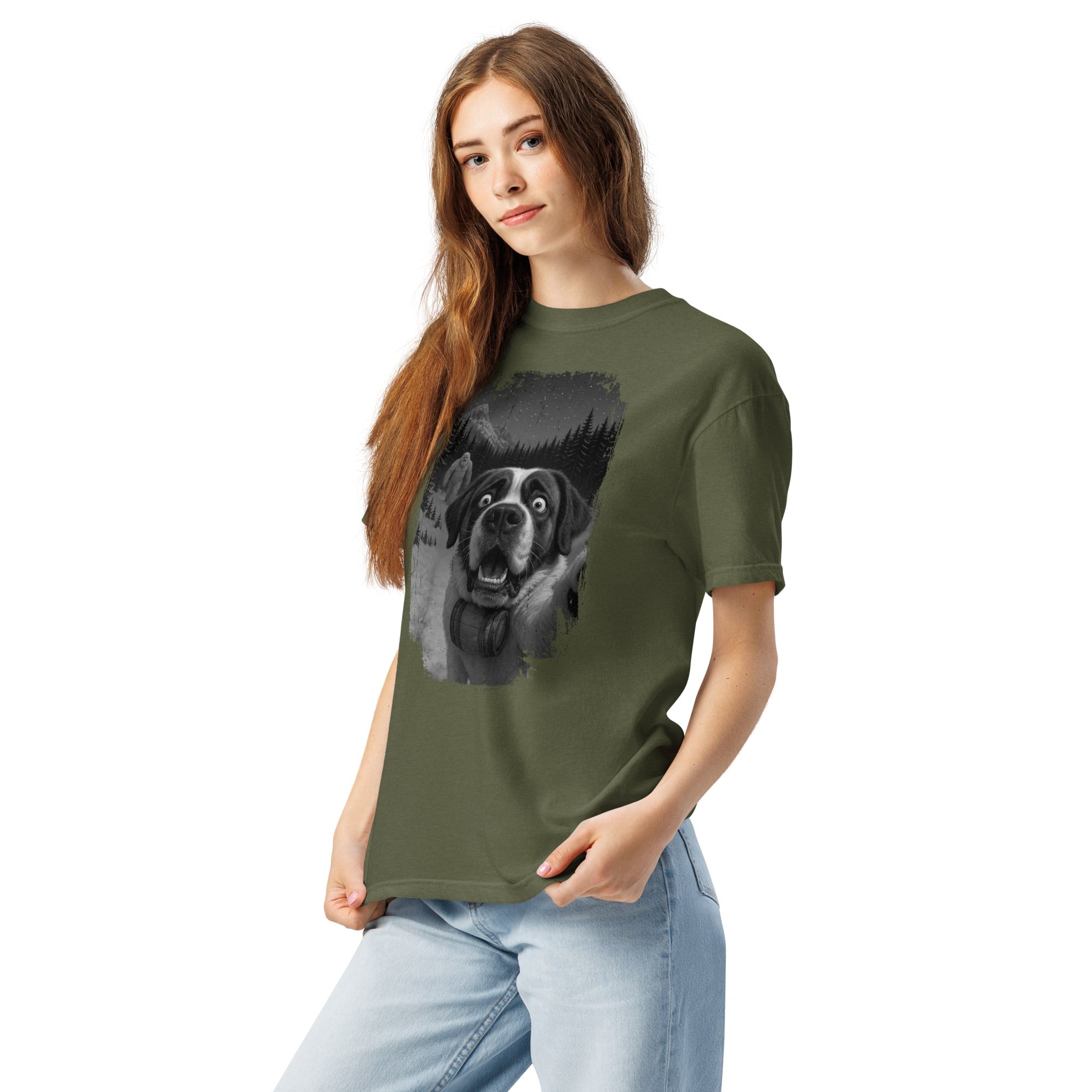 Abominable Snowman Saint Bernard Selfie T-shirt - Lucy + Norman