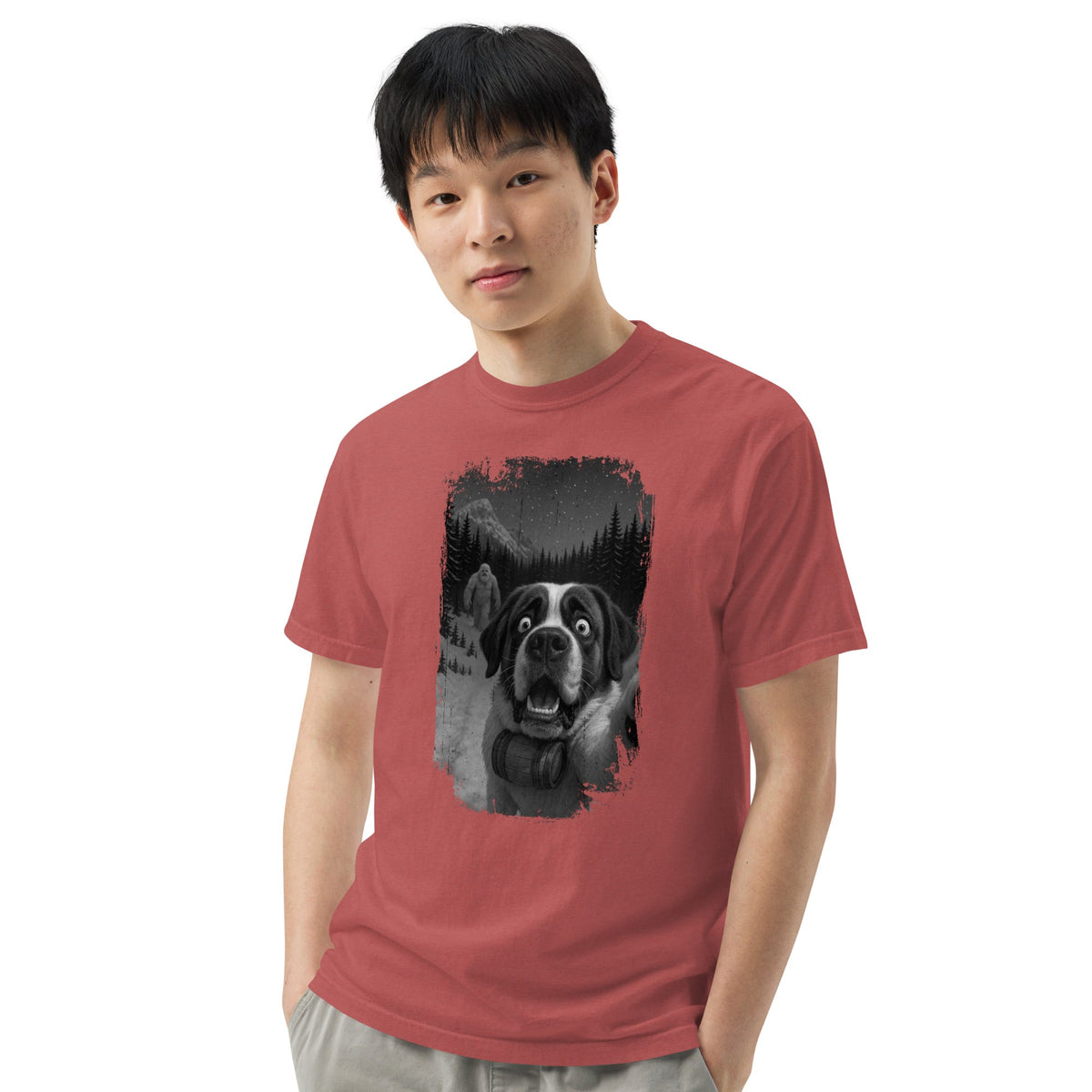 Abominable Snowman Saint Bernard Selfie T-shirt - Lucy + Norman