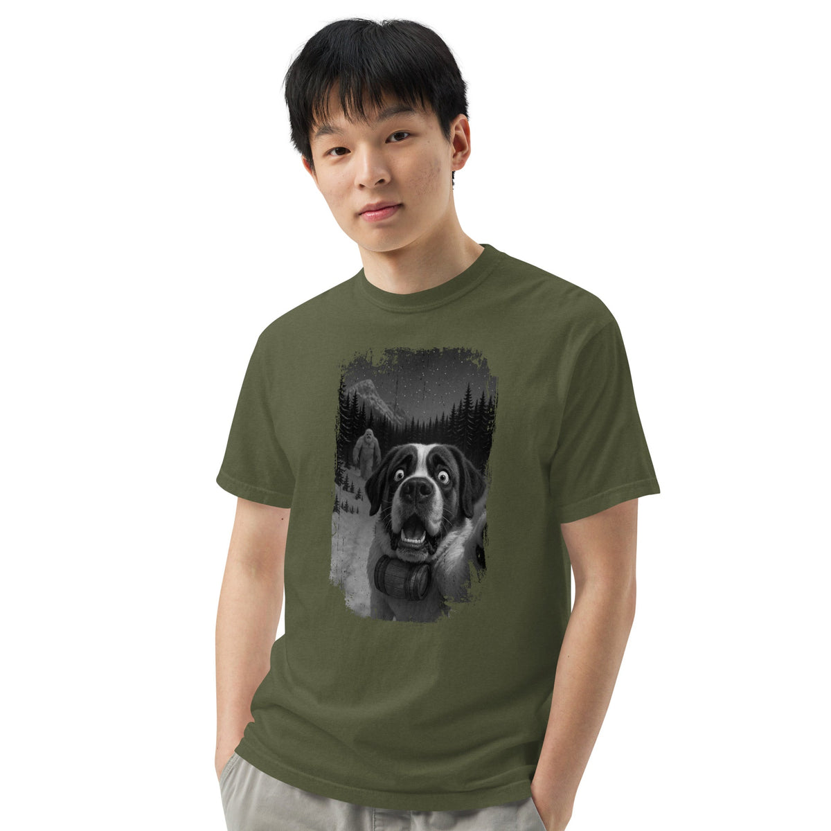 Abominable Snowman Saint Bernard Selfie T-shirt - Lucy + Norman