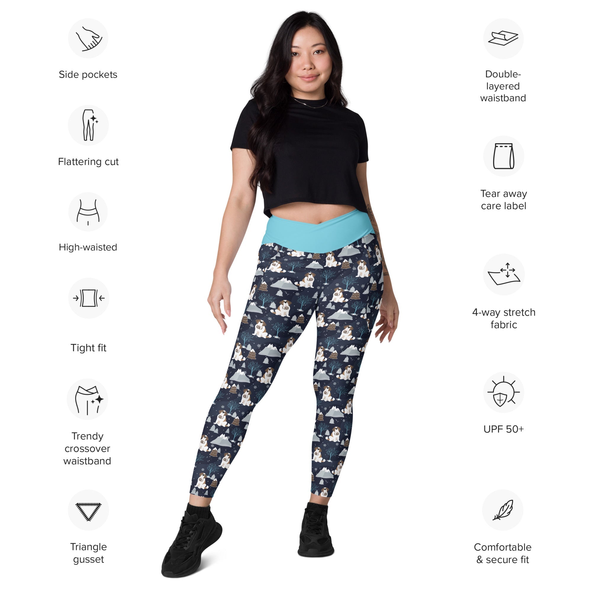 Alpine Chill Crossover Leggings with Pockets - Lucy + Norman