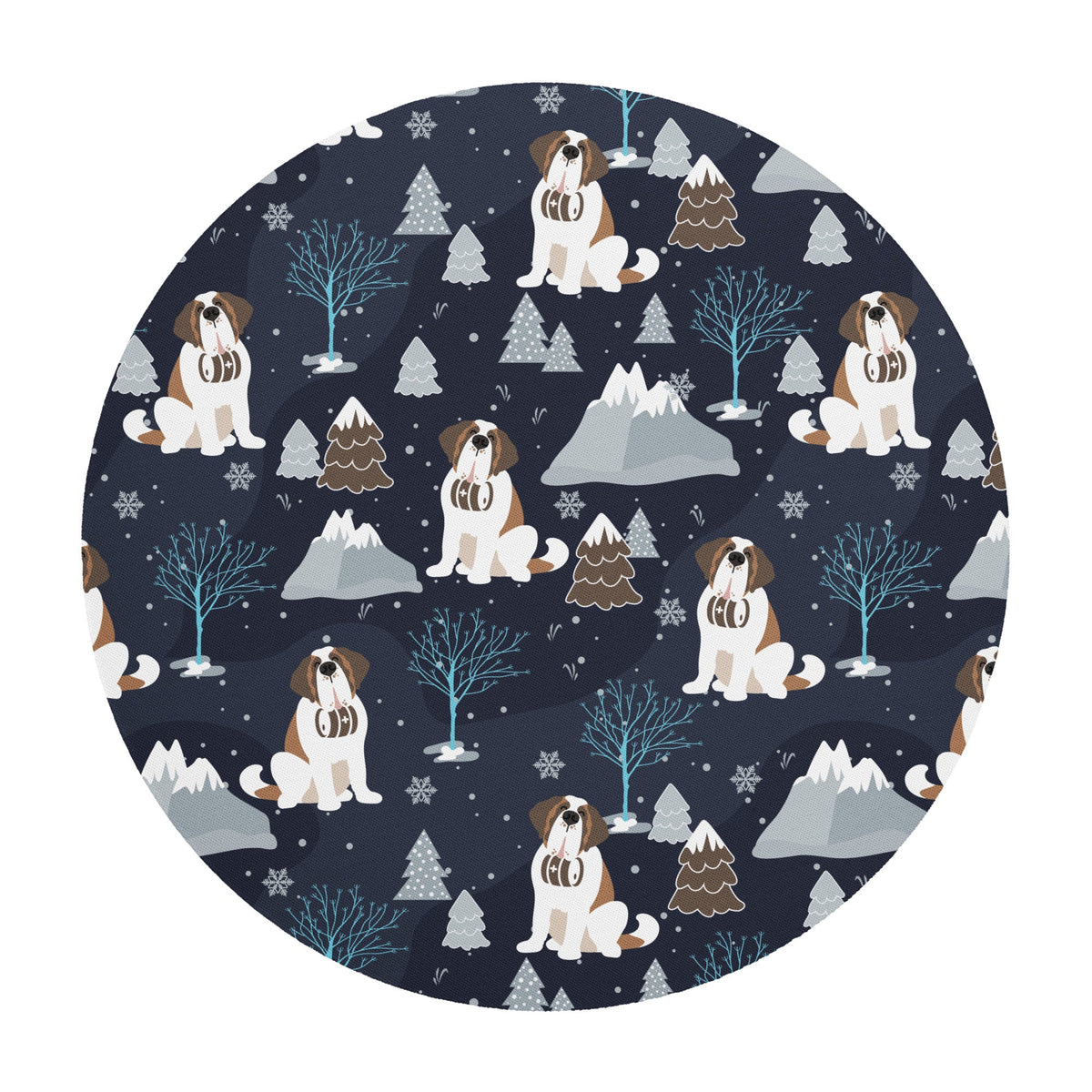 Alpine Chill Saint Bernard Round Mouse Pad - Lucy + Norman