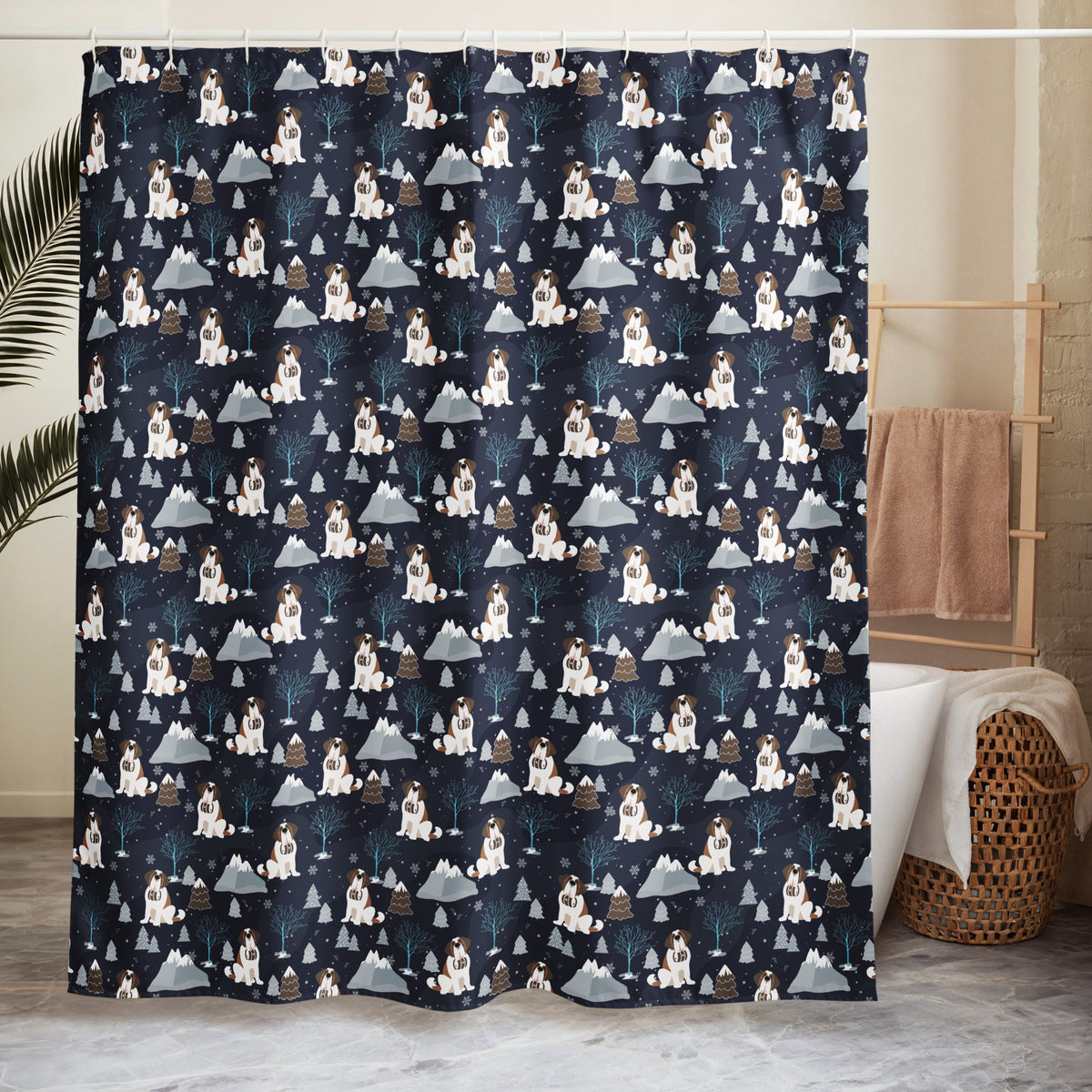 Alpine Chill Saint Bernard Shower Curtain - Lucy + Norman