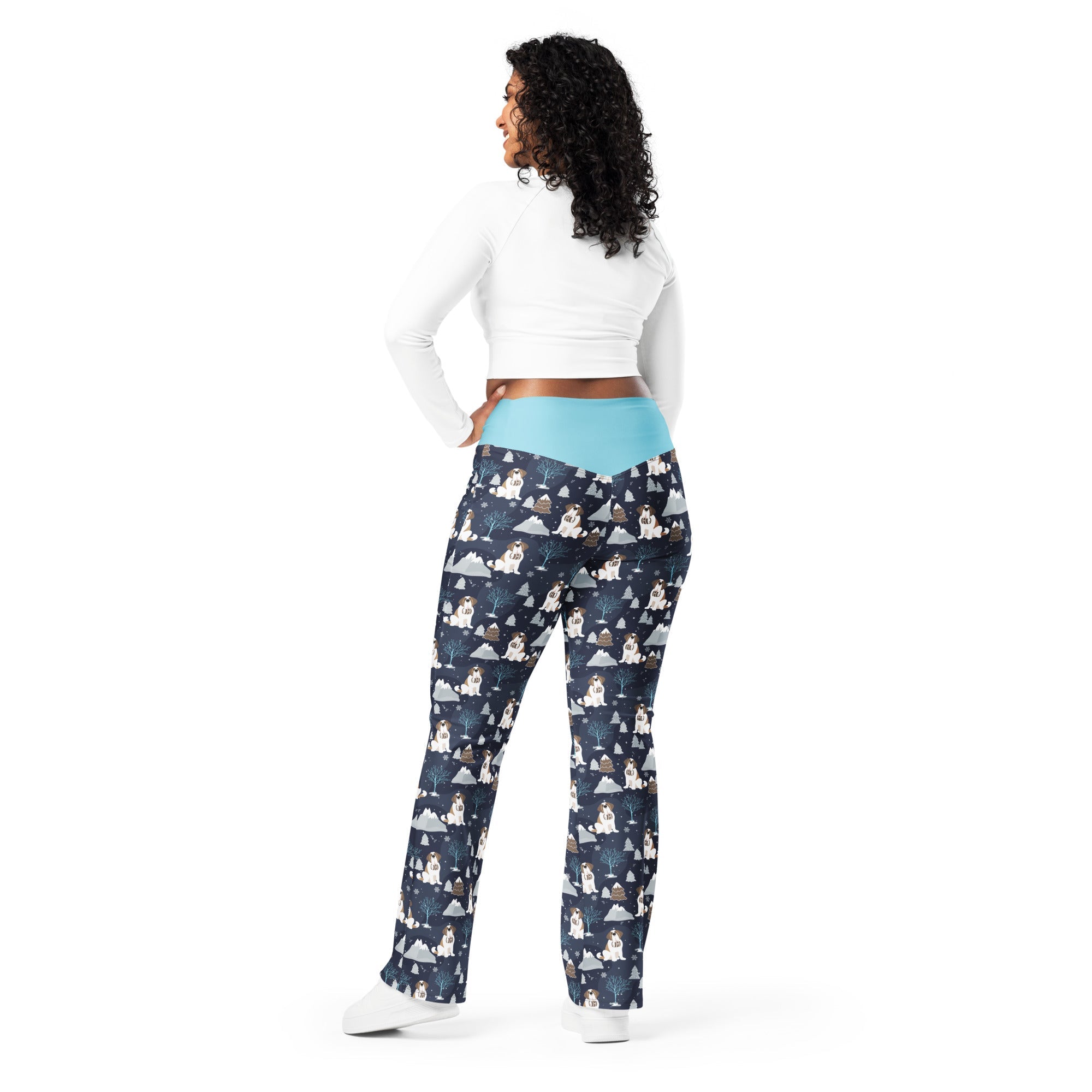 Alpine Chill St Bernard Dog Flare Leggings - Lucy + Norman