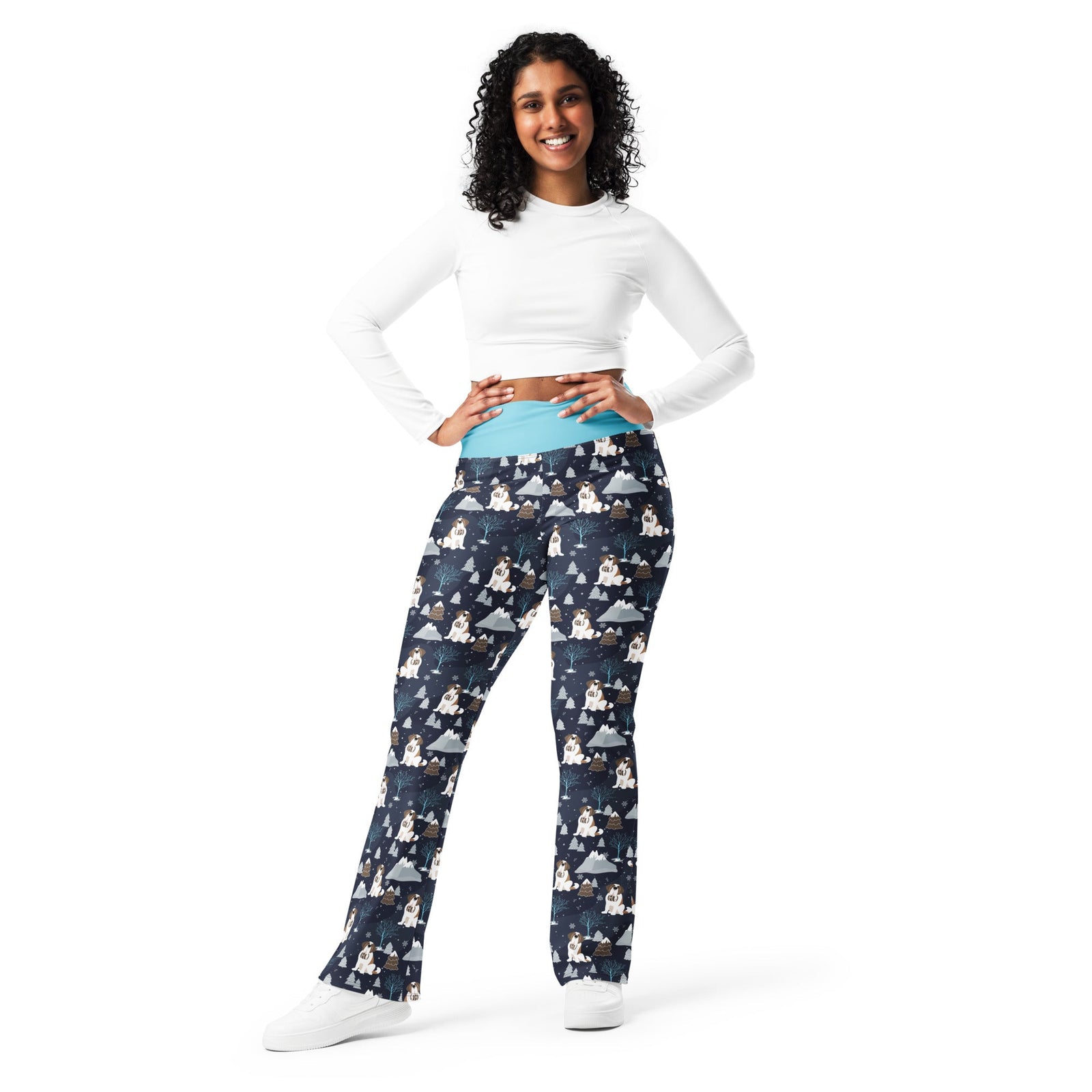 Alpine Chill St Bernard Dog Flare Leggings - Lucy + Norman