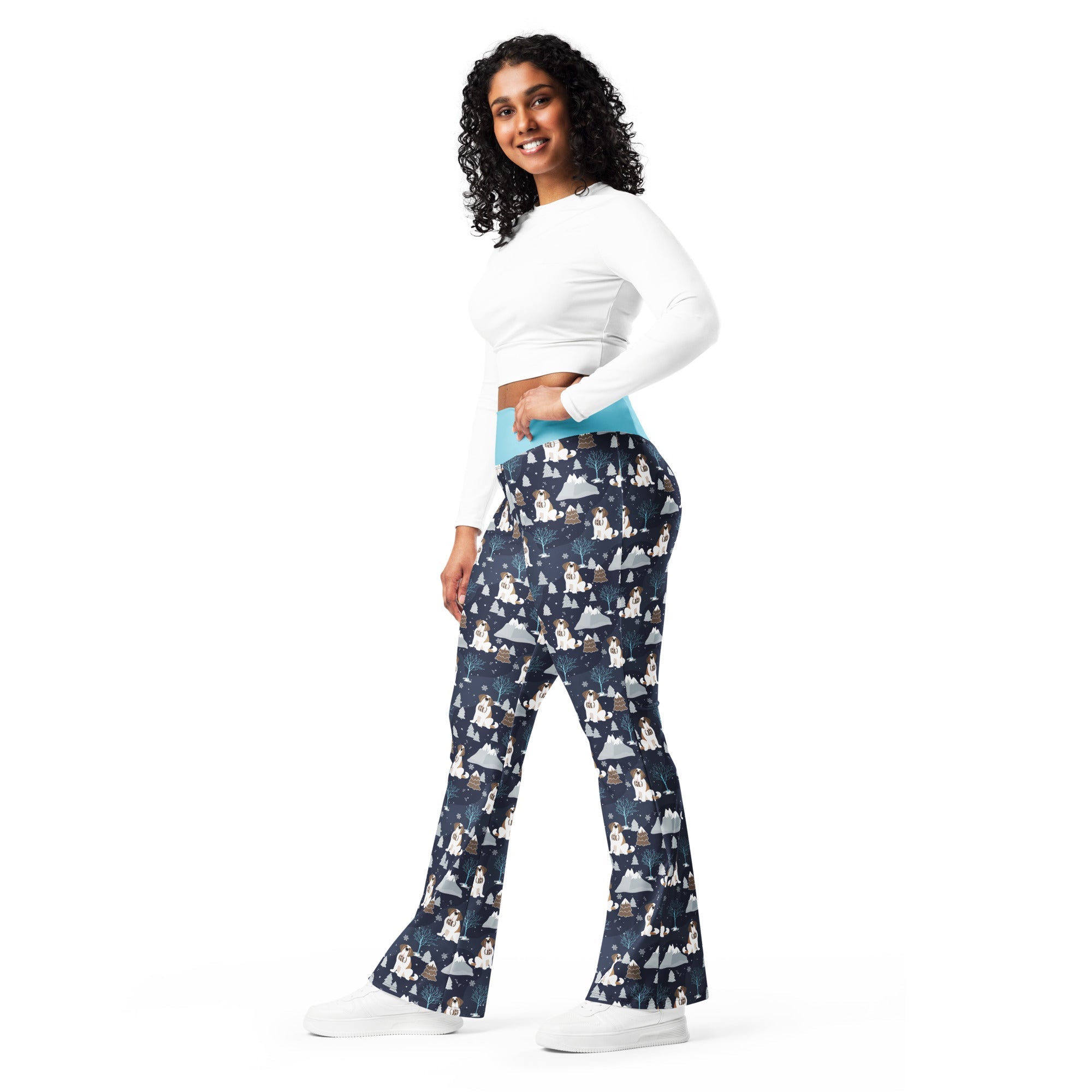 Alpine Chill St Bernard Dog Flare Leggings - Lucy + Norman