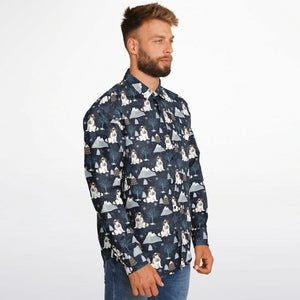 Alpine Chill St Bernard Long Sleeve Button Down Shirt - Lucy + Norman